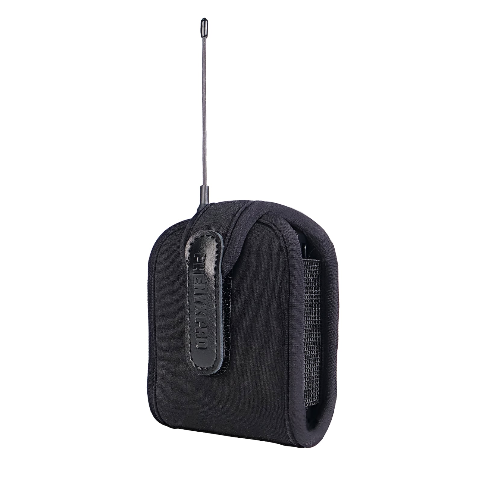 BA-1 - Black - Wireless Bodypack Transmitter Pouch - Bodypack Inserted View - Phenyx Pro
