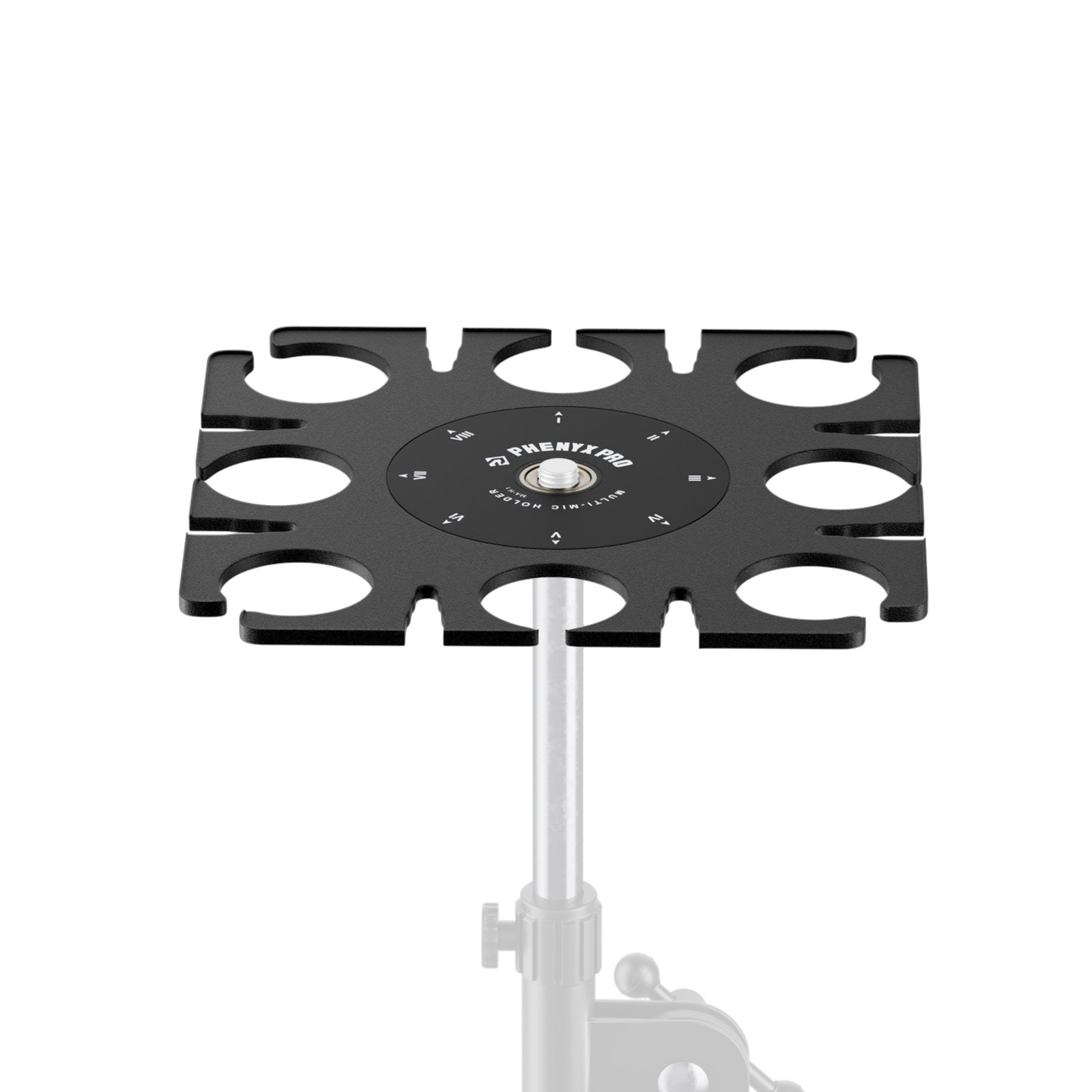 MA-H1 - Black - Multi-Microphone Holder - Angled Front View - Phenyx Pro