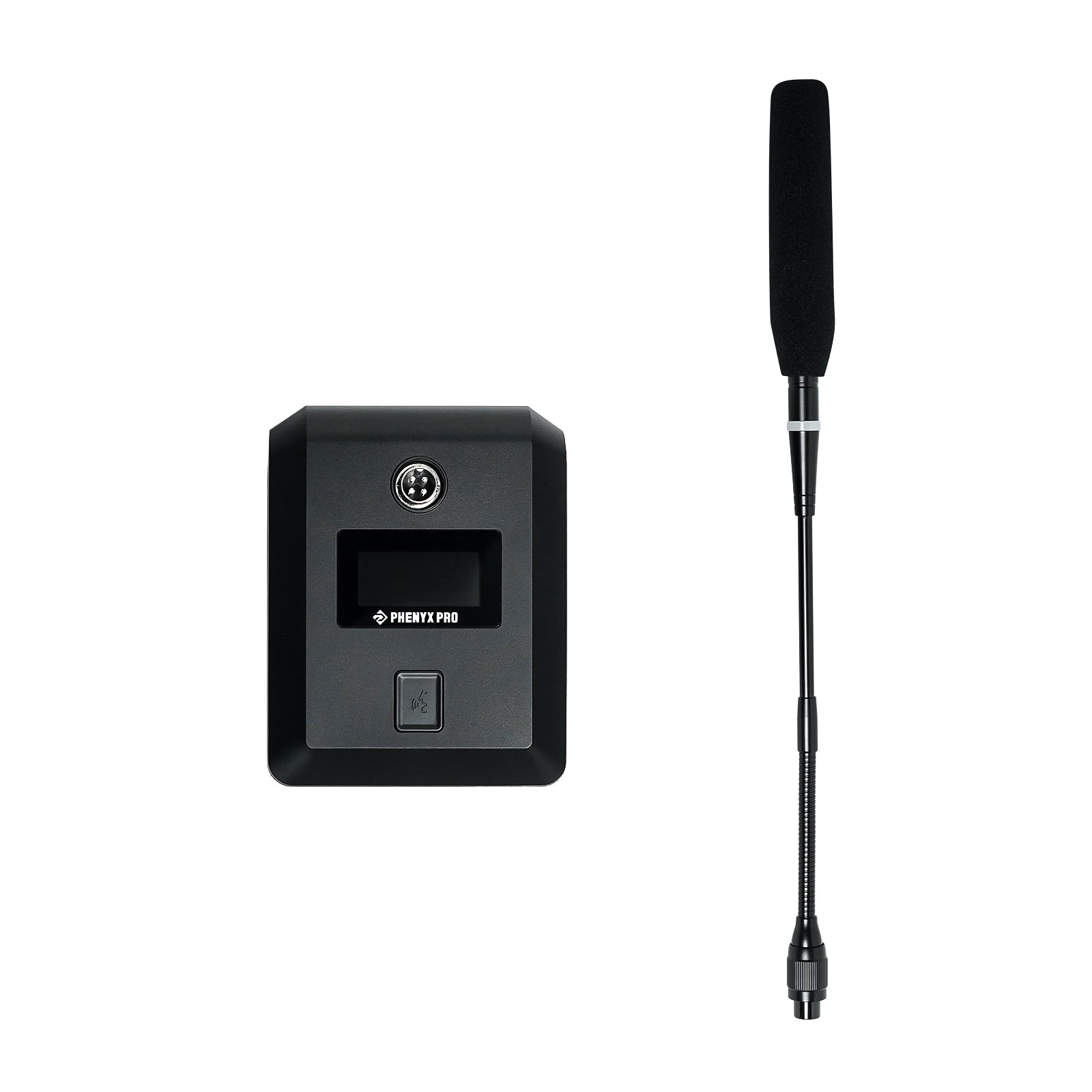 PTC-8 - Black - Wireless Transmitter Gooseneck Mic - Front - Phenyx Pro