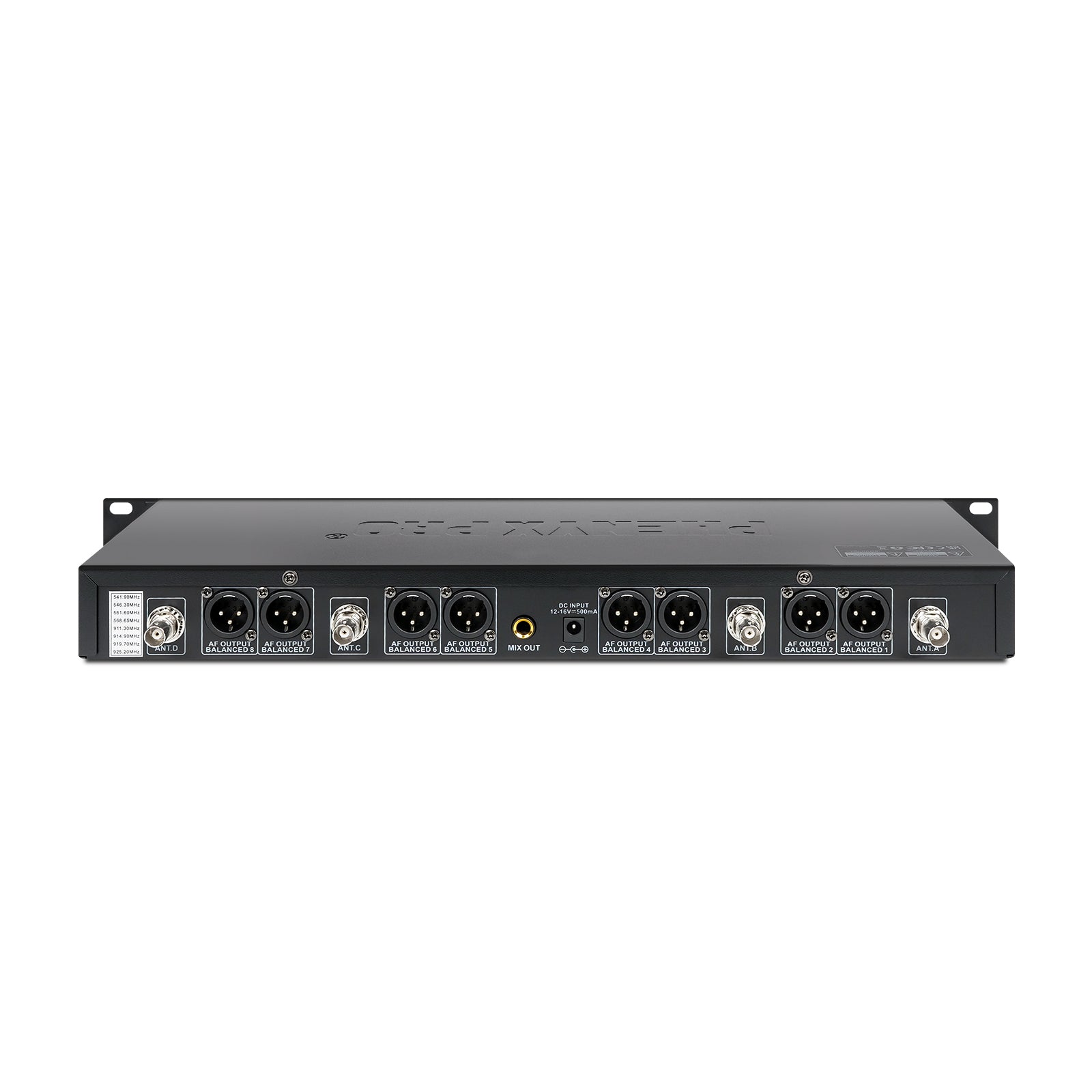 PTU-4000-8H - Black - Fixed Frequency Eight-Channel Wireless Reciever - Rear - Phenyx Pro