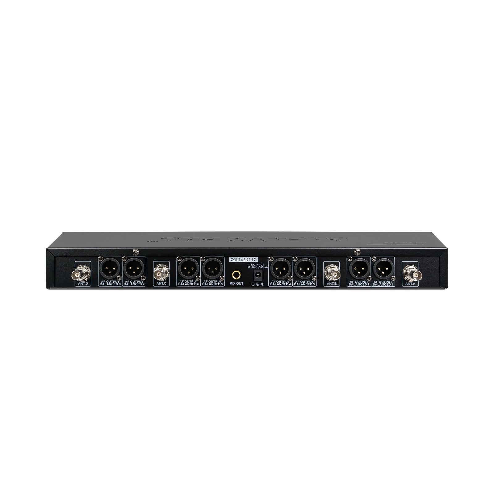 PTU-4200 - Black - Frequency Hopping 8-Channel Wireless Receiver - Rear - Phenyx Pro