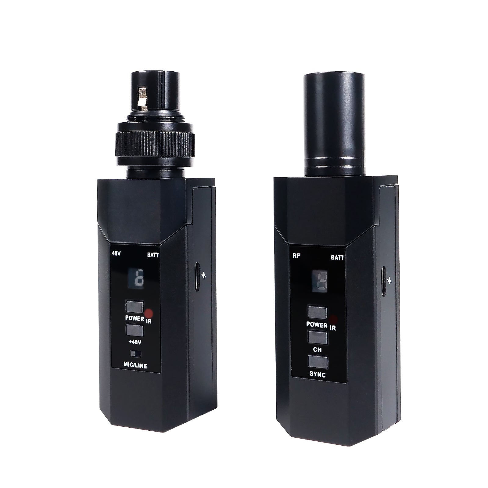PTU-X - Black - Plug-on XLR Wireless Transmitter Receiver System - Side-by-Side - Phenyx Pro