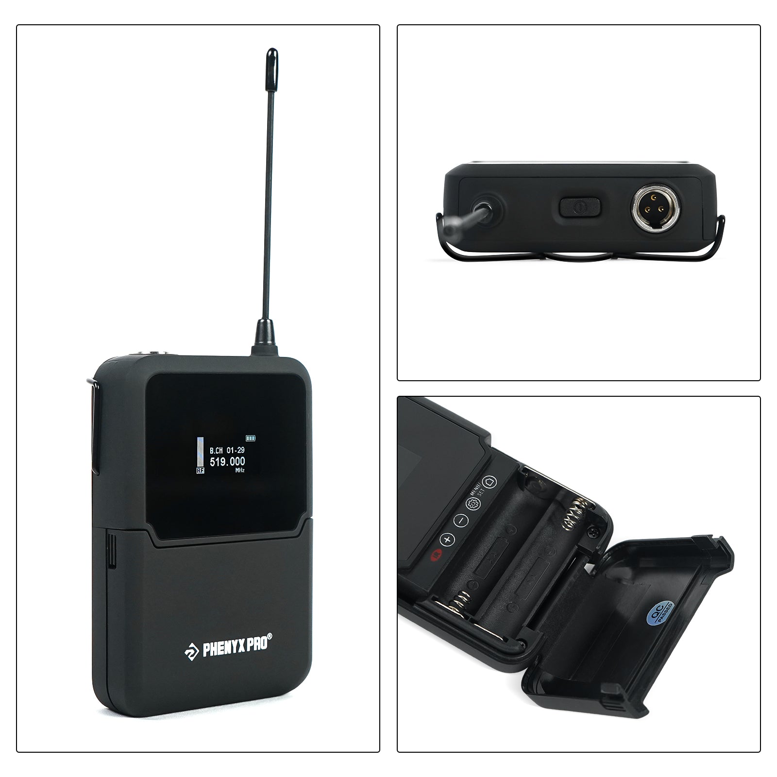 PWB-A2 - Black - Wireless Bodypack Transmitter - Details - Phenyx Pro