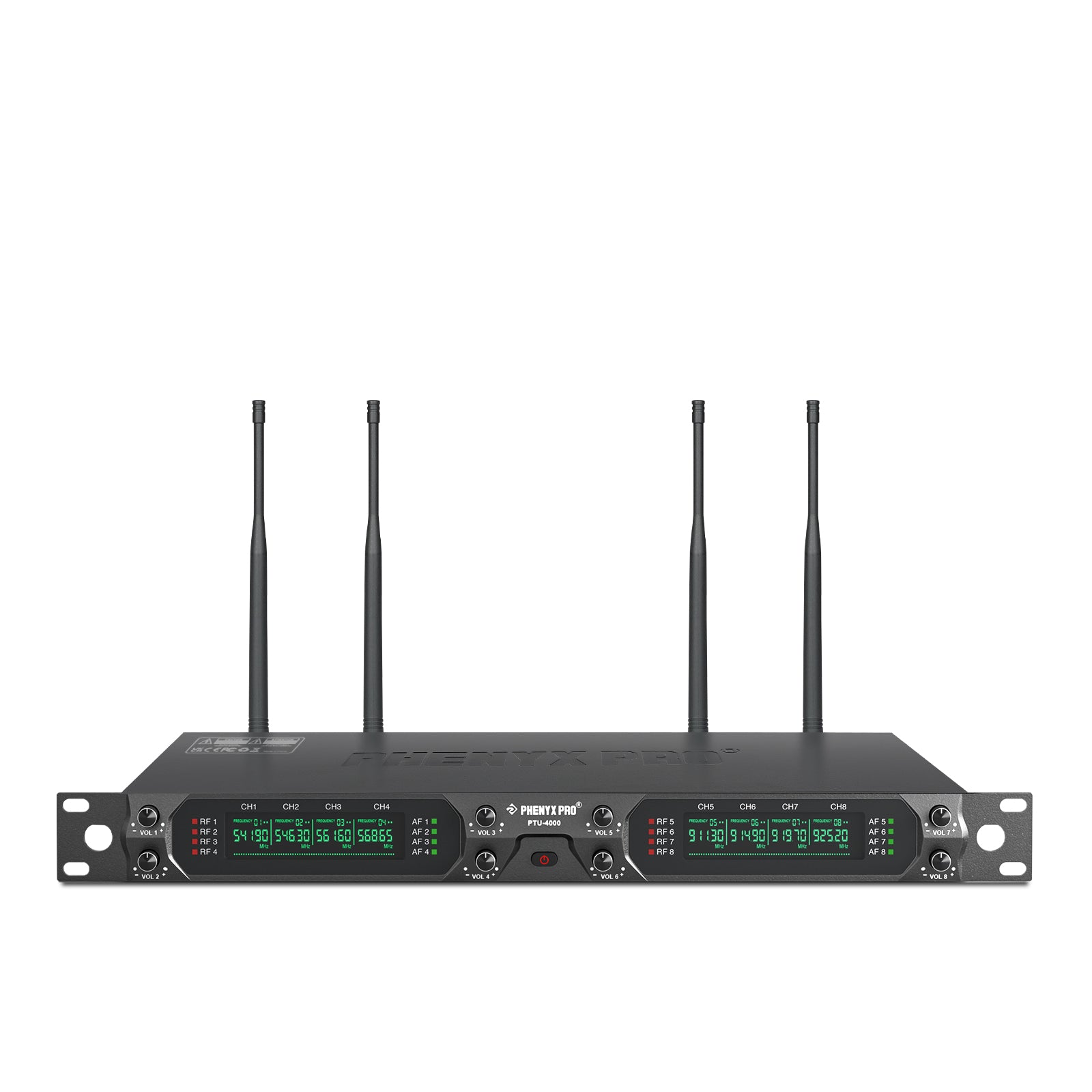 PWR-4000 |  Eight-Channel Wireless Microphone Receiver for PTU-4000 (UHF Fixed-Frequency)