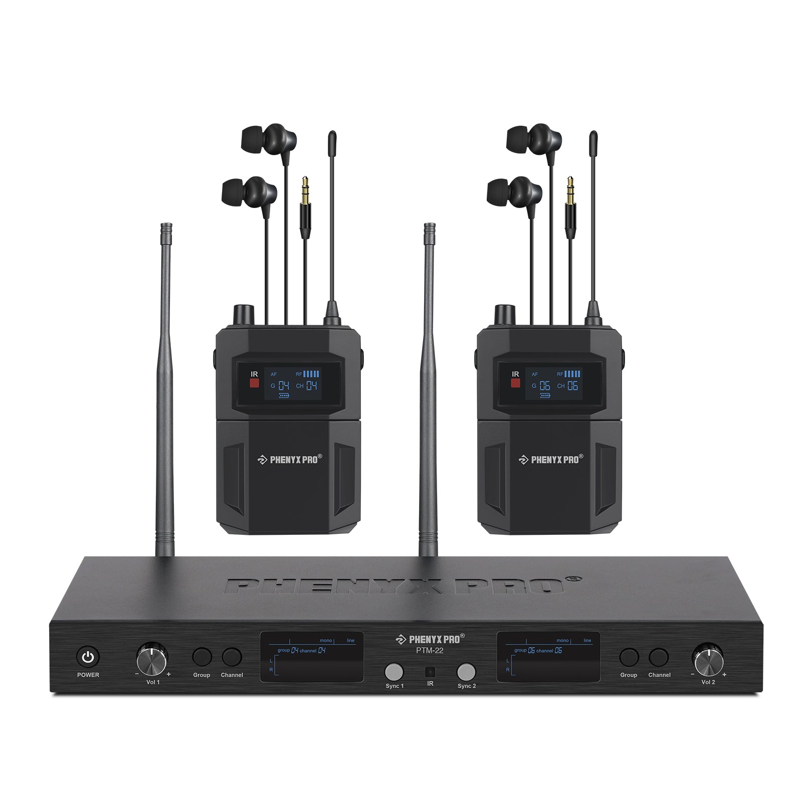 PTM-22-2B | UHF Mono Wireless In-Ear Monitor System w/ 2 Loop Outputs