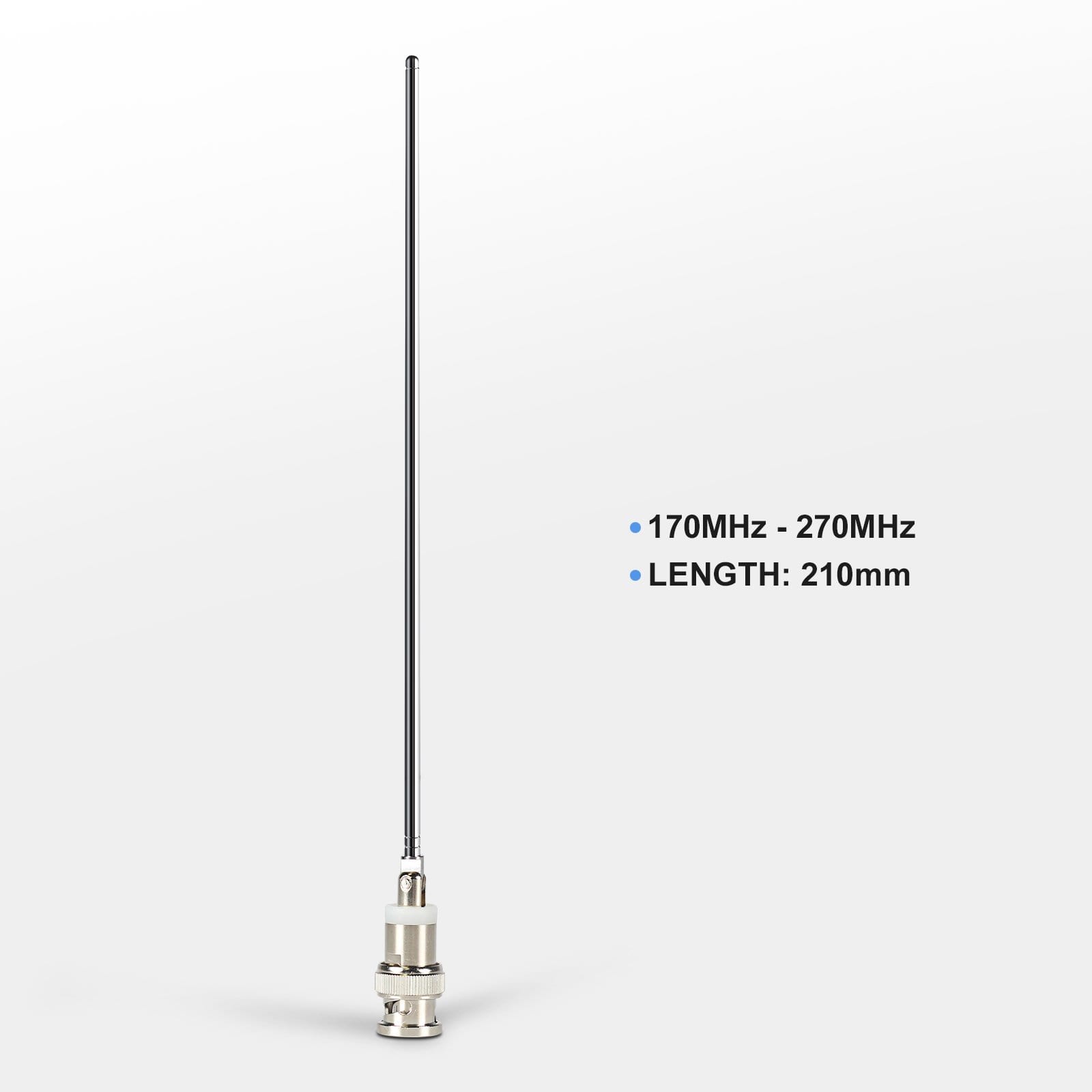 Phenyx Pro BNC Antenna for Wireless Receiver, VHF 170MHz - 270MHz (Pack of 2)