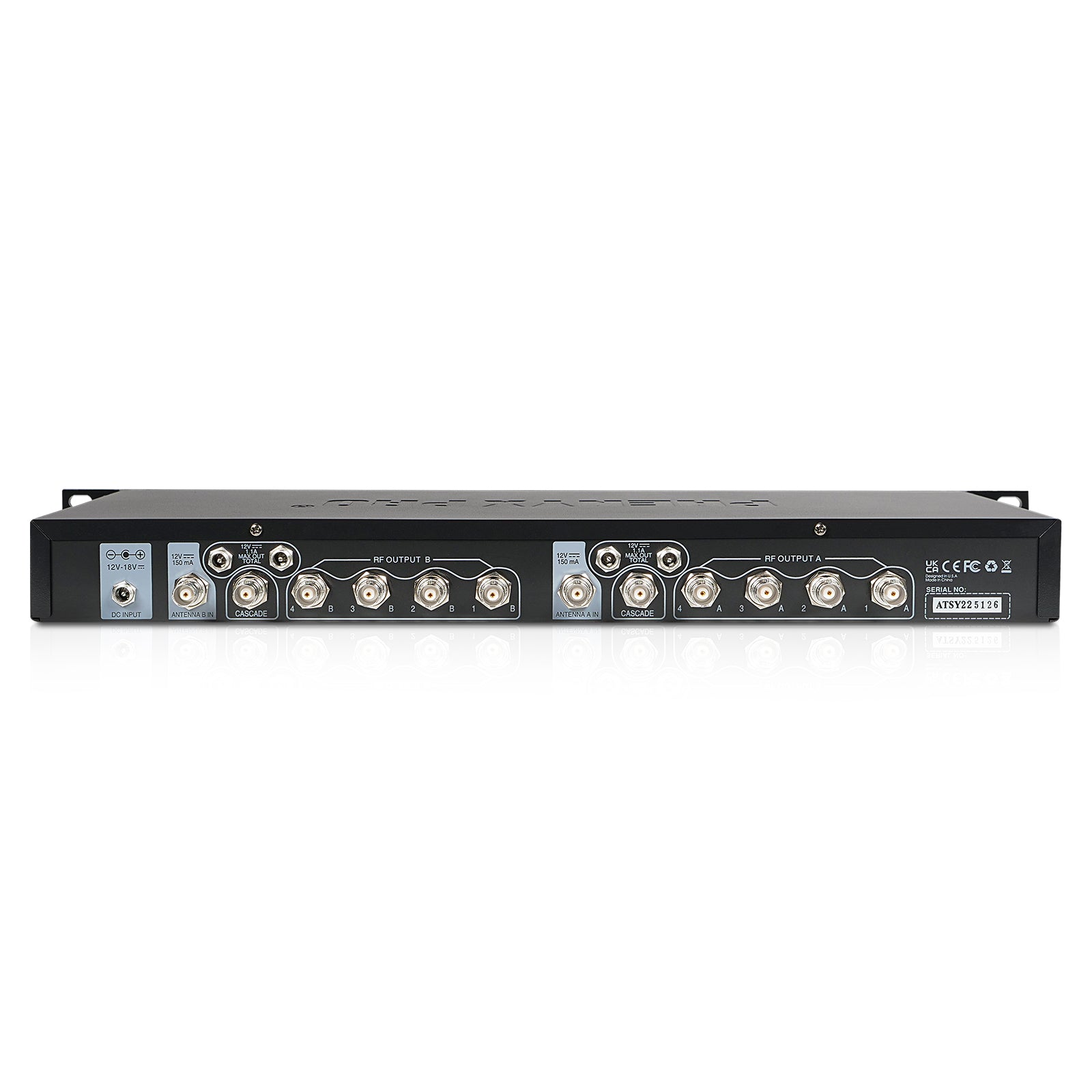 PAS-225 - Black - UHF Wireless Receiver - Rear - Phenyx Pro