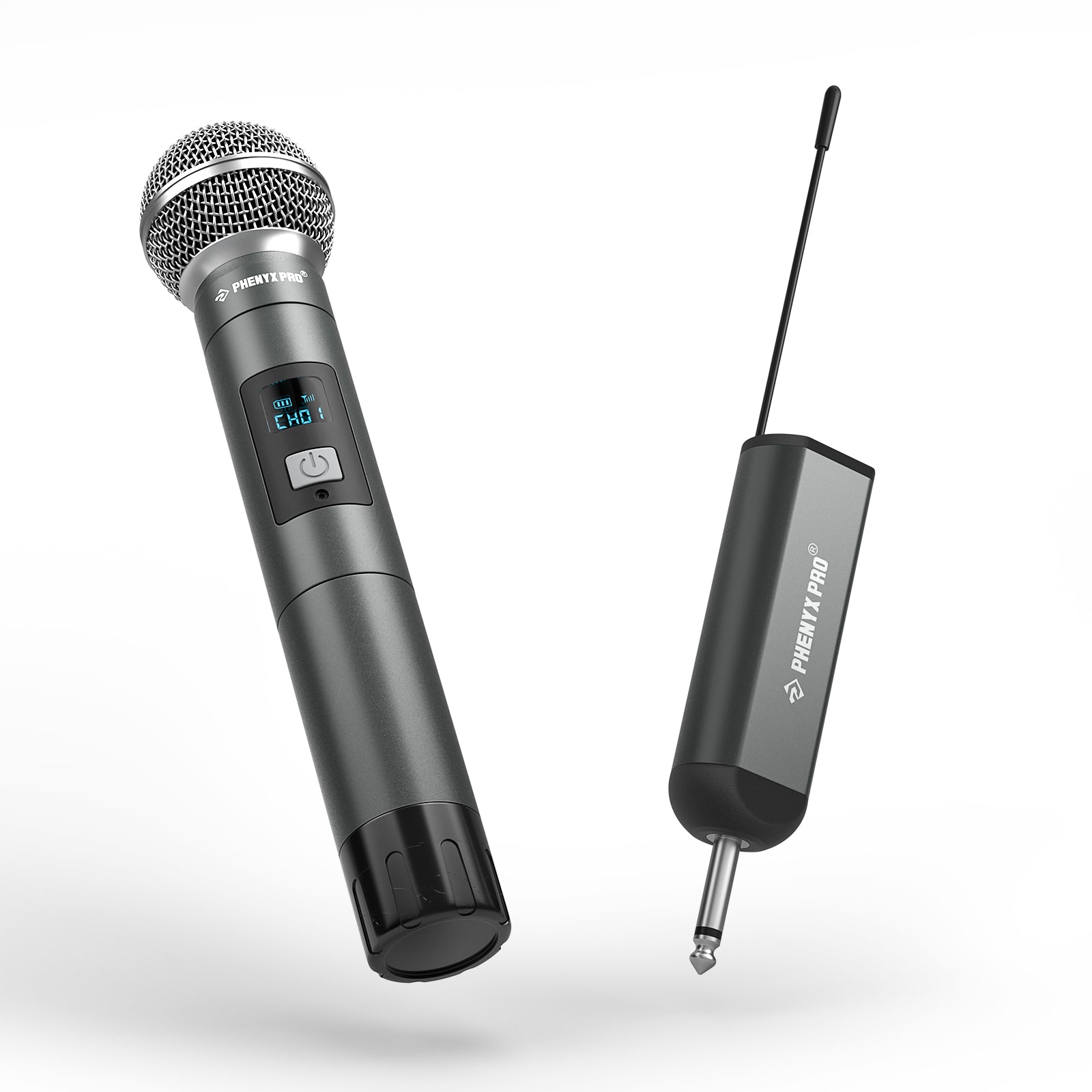 PDP-1-1H - Black - Single Digital Wireless Microphone System - Side-Angled - Phenyx Pro