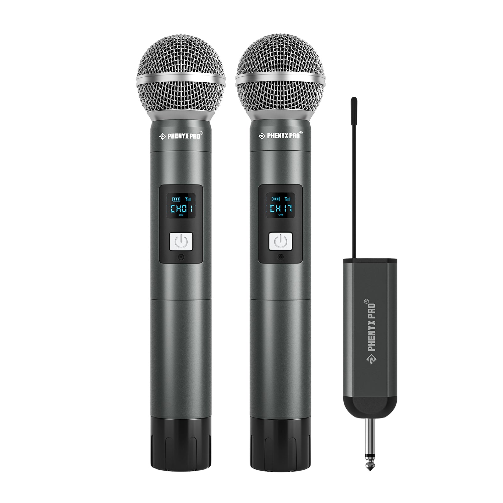 PDP-2-2H - Black - Dual Digital Portable Wireless Microphone System - Front - Phenyx Pro