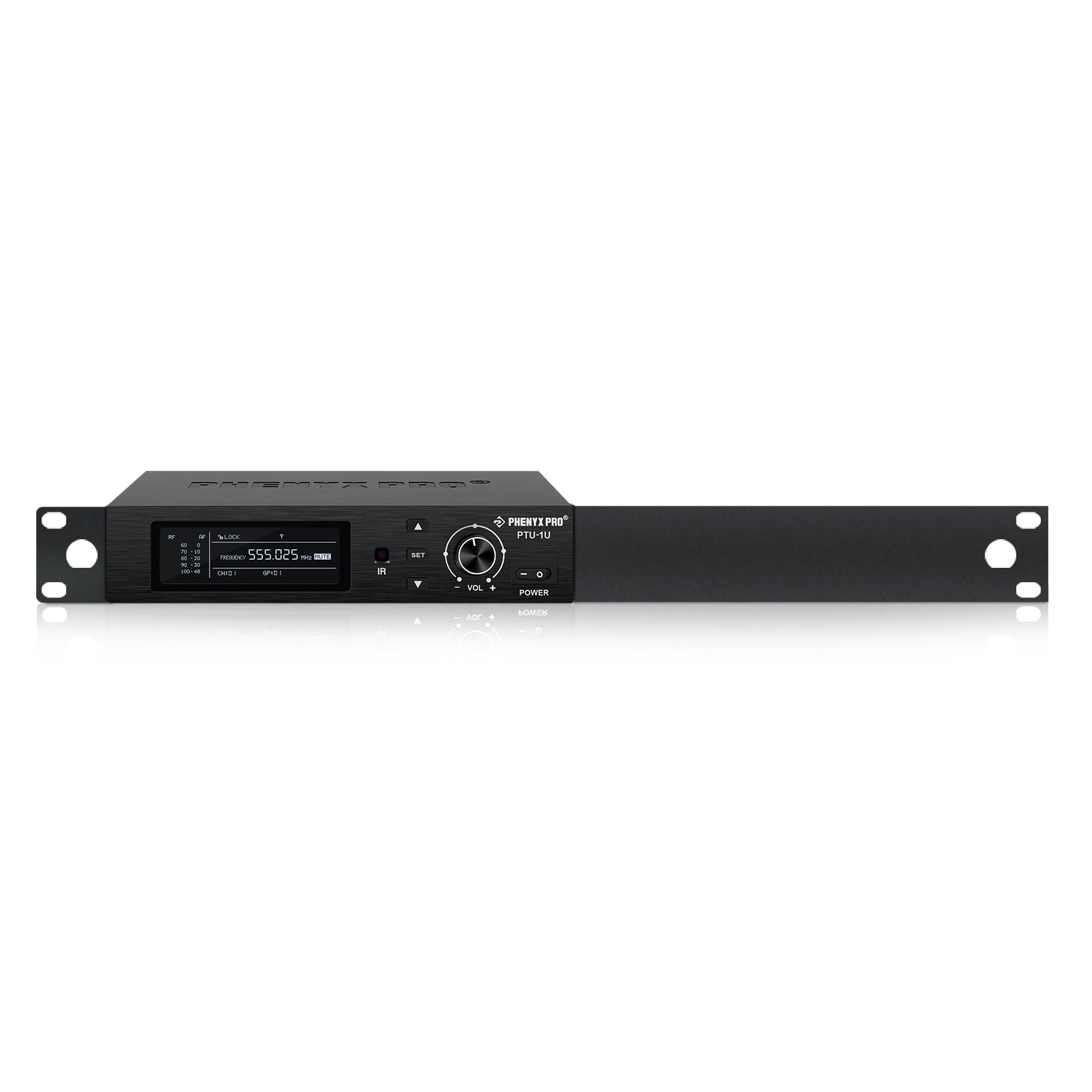 PTU-1U-1H - Black - Professional Wireless Microphone Receiver & Antenna Kit- Front - Phenyx Pro
