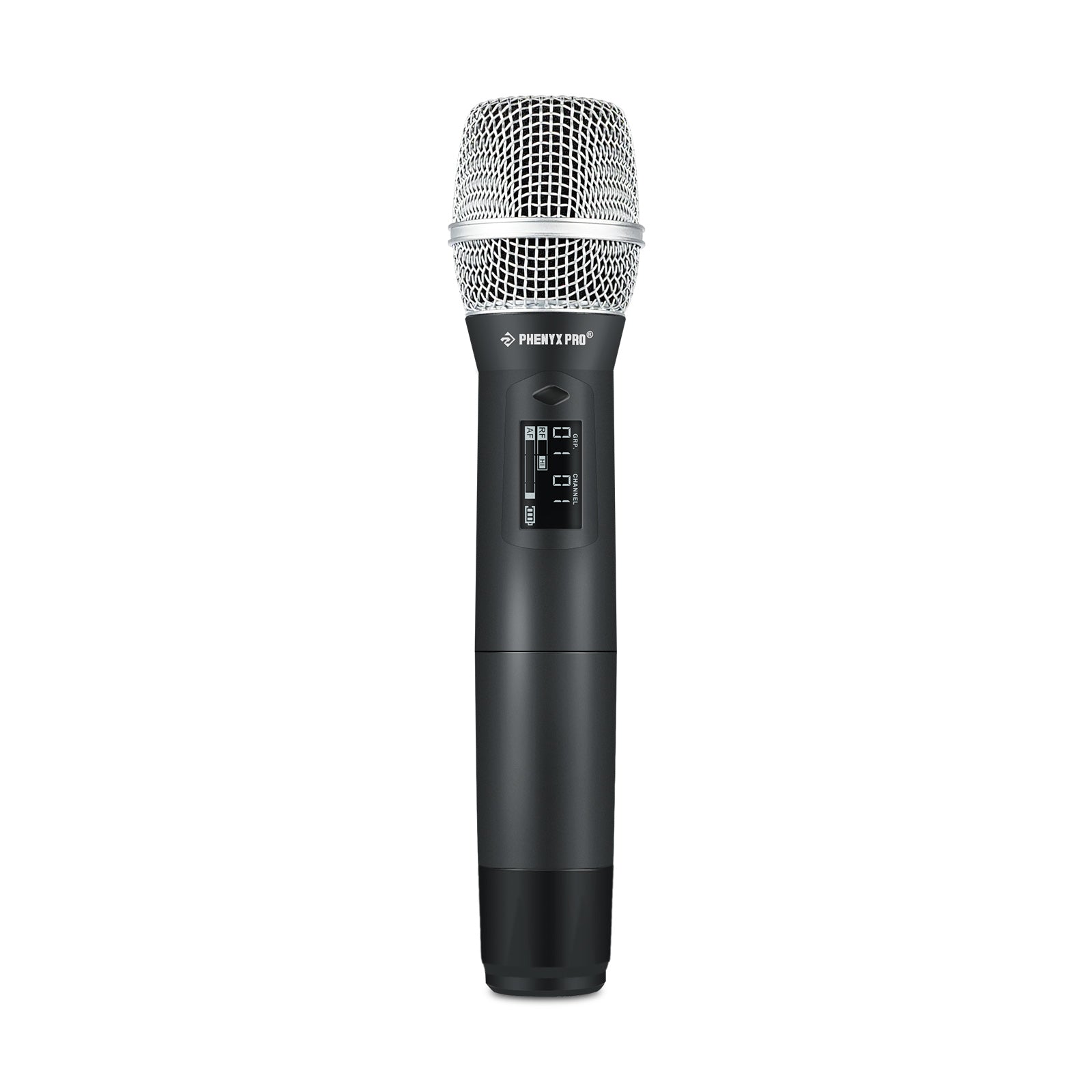 PTU-2U-2H - Black - Wireless UHF Dynamic Handheld Microphone - Front - Phenyx Pro