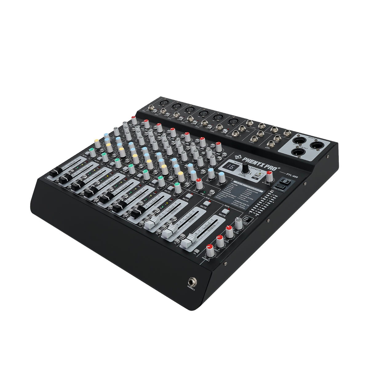 PTL-800 8-Channel Audio Mixer with 16 DSP Effects | Phenyx Pro