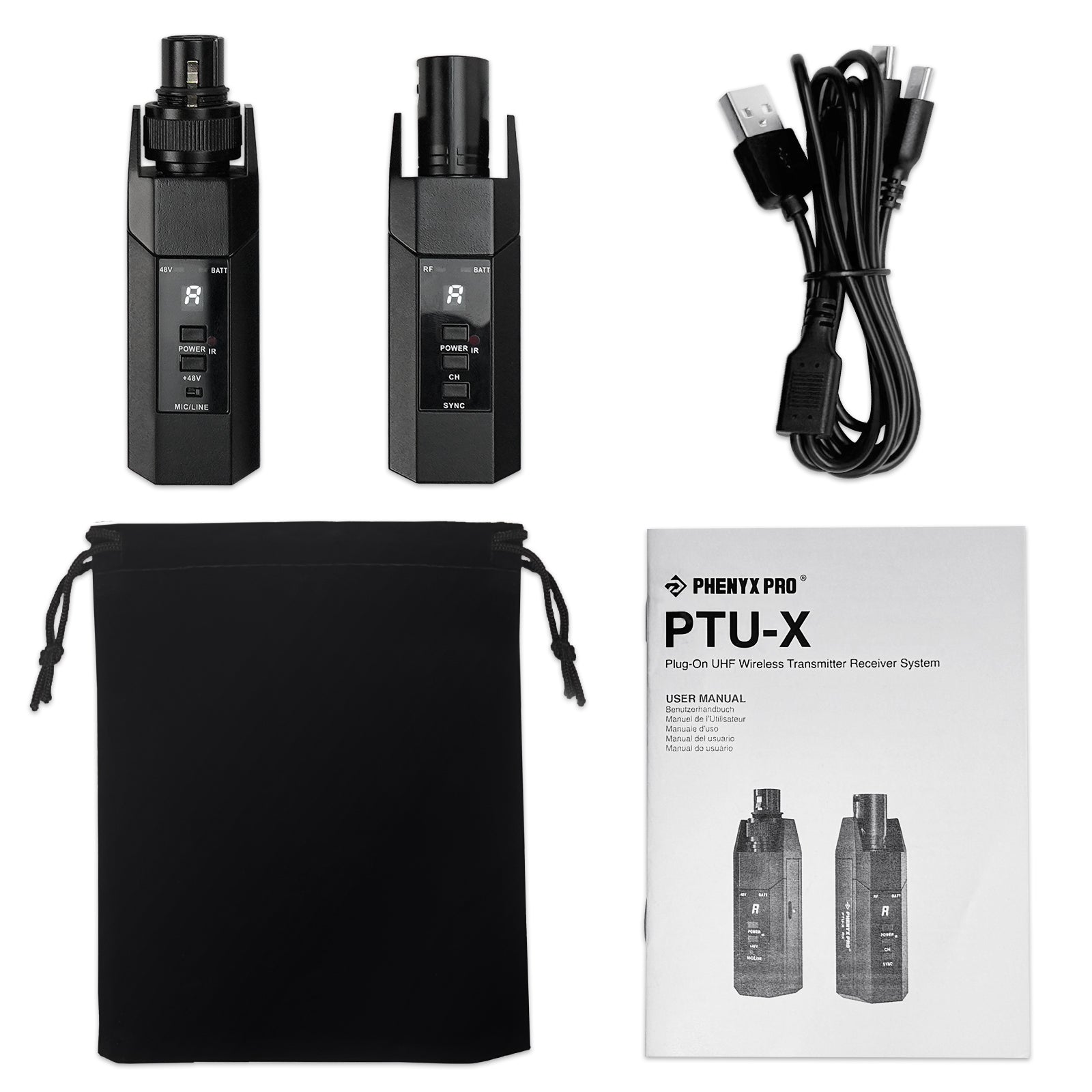 PTU-X | Plug-on XLR Wireless Transmitter Receiver System w/ 16 UHF Frequencies