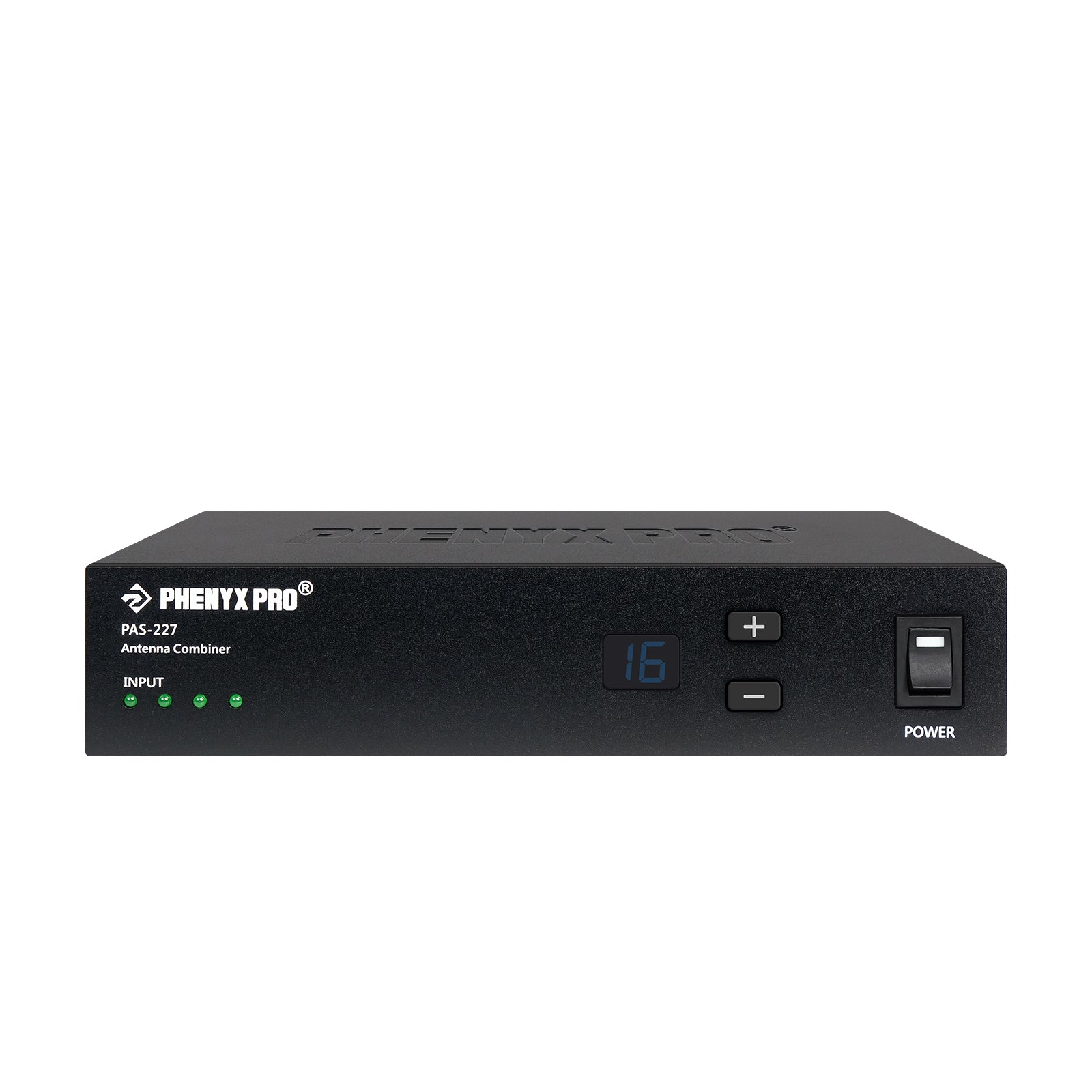 PAS-227X - Black - UHF 4-Way Wireless Receiver - Front - Phenyx Pro 