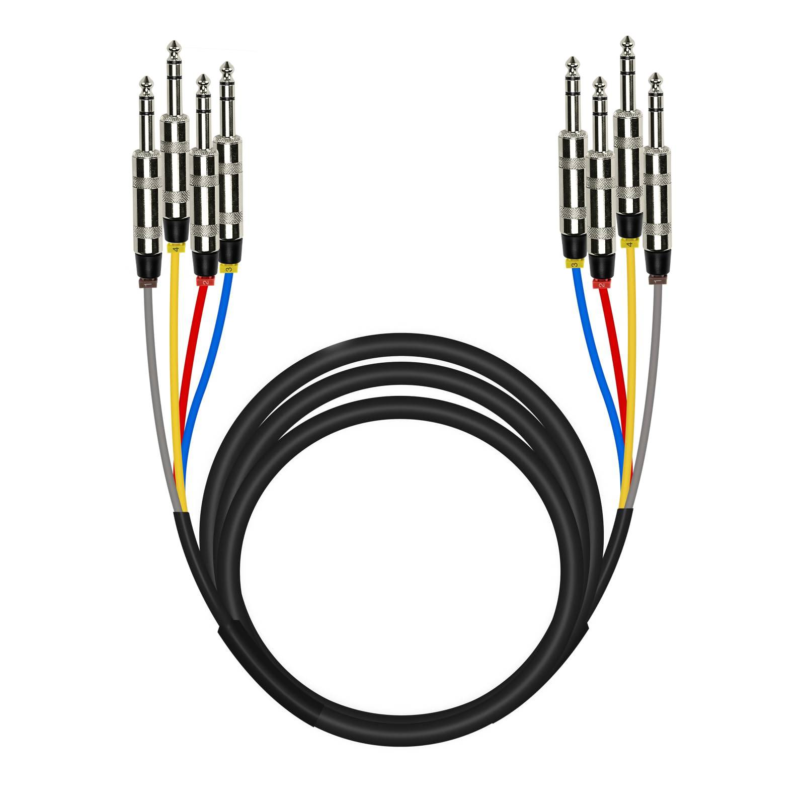 PCBL-QR4IN1 - Black - 10 FT 4-Channel TRS Snack Cable - Front - Phenyx Pro 