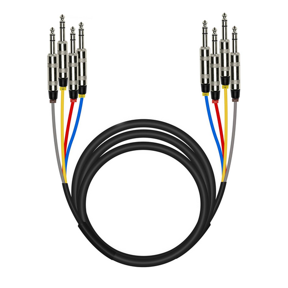 PCBL-QR4IN1 - Black - 10 FT 4-Channel TRS Snack Cable - Front - Phenyx Pro 