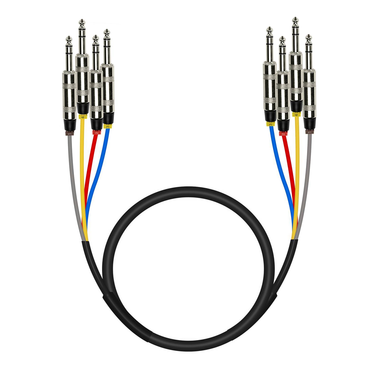 PCBL-QR4IN1 - Black - 3 FT 4-Channel TRS Snack Cable - Front - Phenyx Pro 
