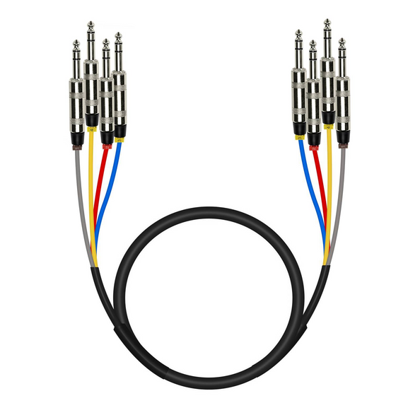 PCBL-QR4IN1 - Black - 3 FT 4-Channel TRS Snack Cable - Front - Phenyx Pro 