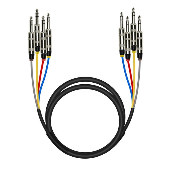 PCBL-QR4IN1 - Black - 6 FT 4-Channel TRS Snack Cable - Front - Phenyx Pro 