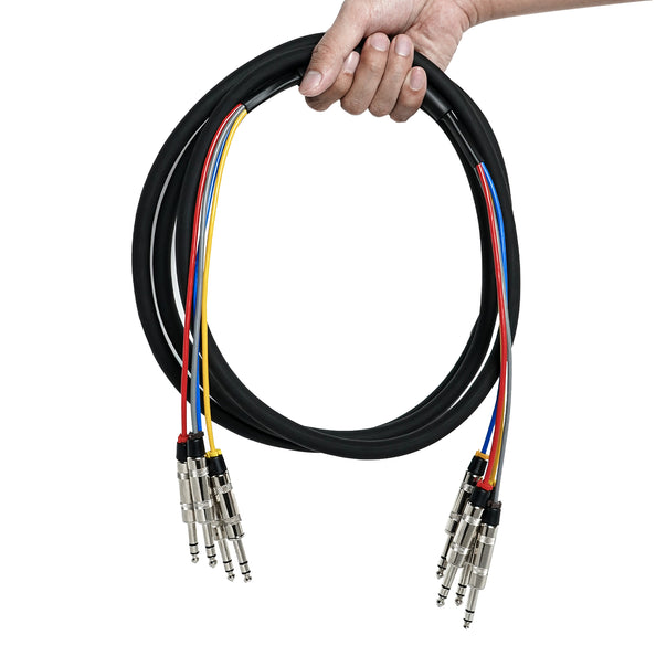 PCBL-QR4IN1 - Black - TRS Balanced 1/4-Inch Cable - Front - Phenyx Pro 