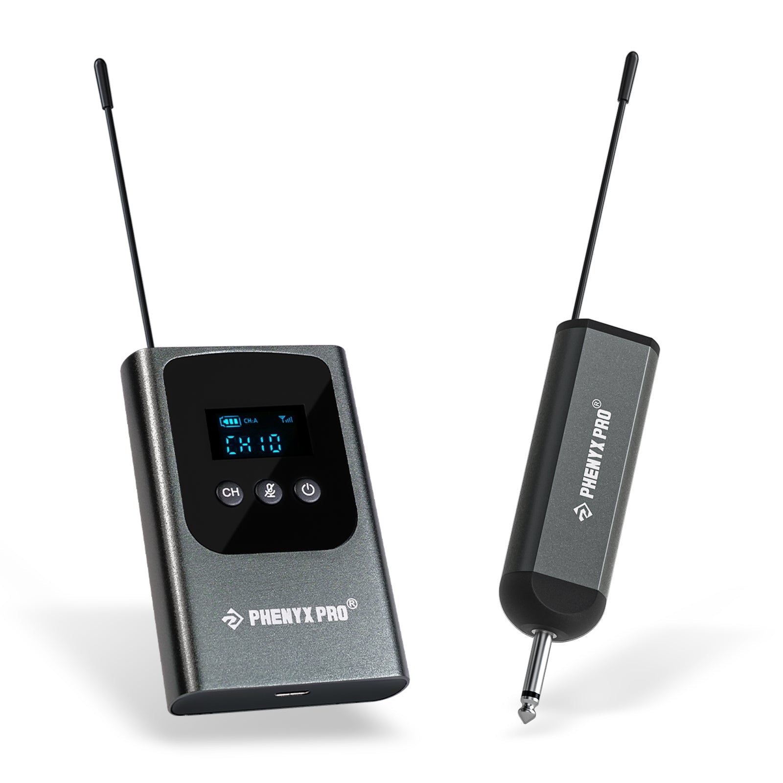 PDP-1-1B - Black - Single Digital Wireless Microphone System - Side-Angled - Phenyx Pro