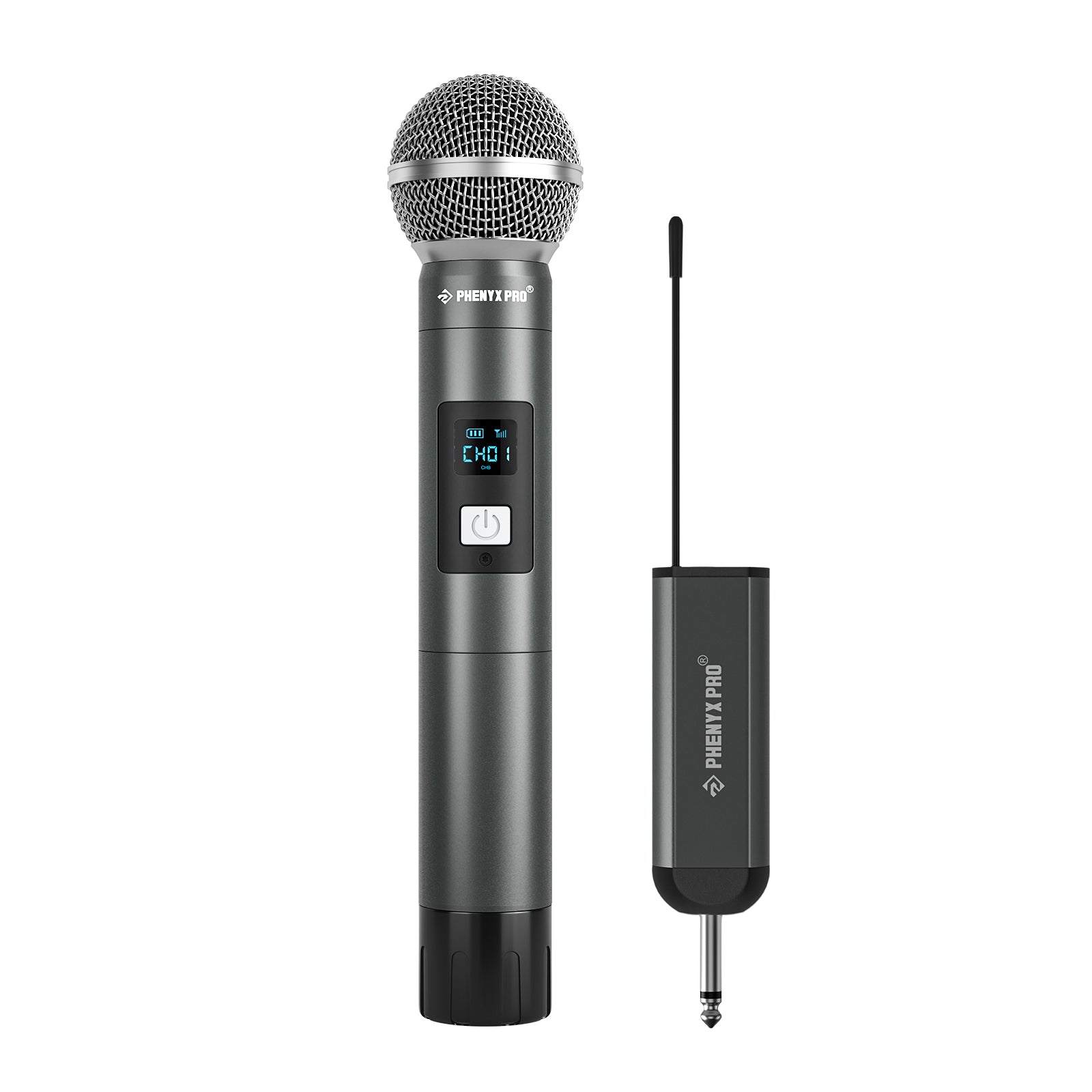 PDP-1-1H - Black - Single Digital Wireless Microphone System - Front - Phenyx Pro