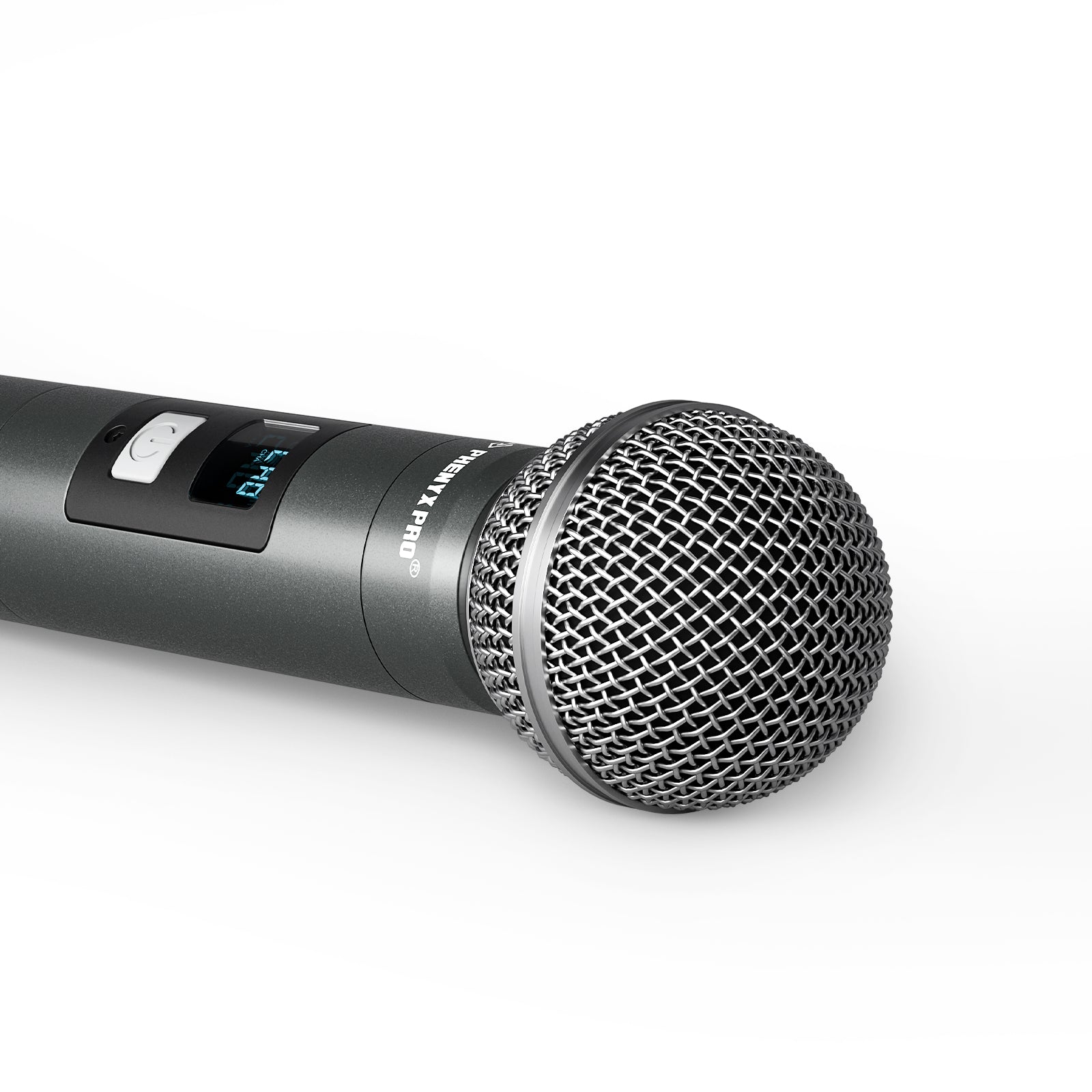 PDP-2-2H - Black - Digital Portable Wireless Handheld Microphone - Front-Side - Phenyx Pro