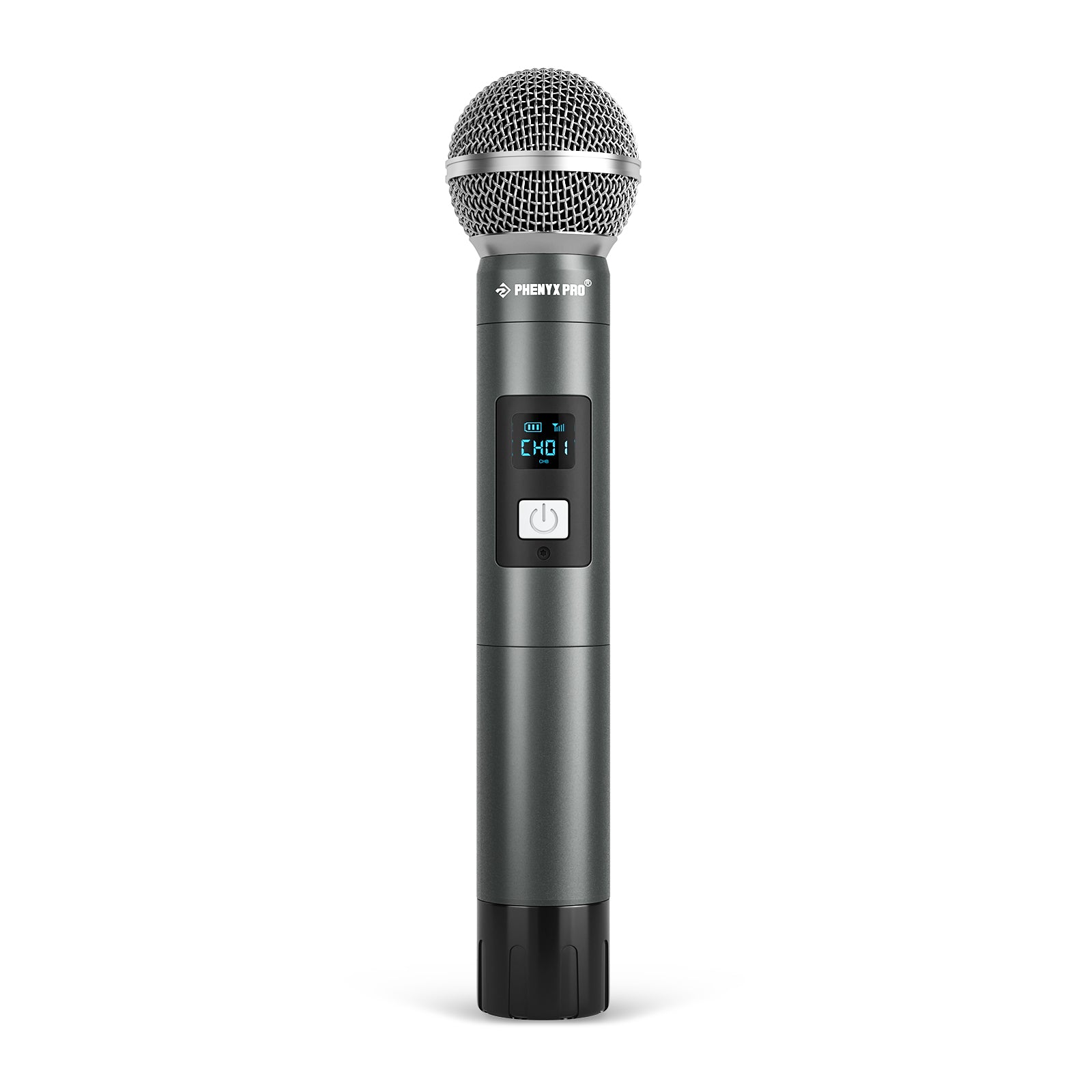 PDP-2-2H - Black - Digital Portable Wireless Handheld Microphone - Front - Phenyx Pro