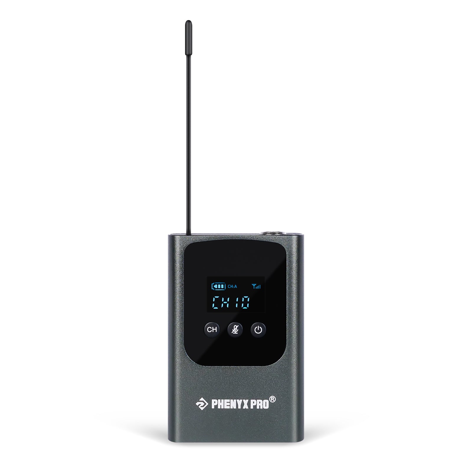 PDP-2 - Black - Dual Digital Bodypack Transmitter - Front - Phenyx Pro