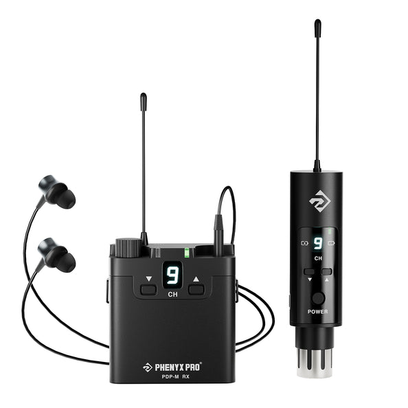 PDP-M - Black - UHF Stereo Wireless in-Ear Monitor System - Front - Phenyx Pro