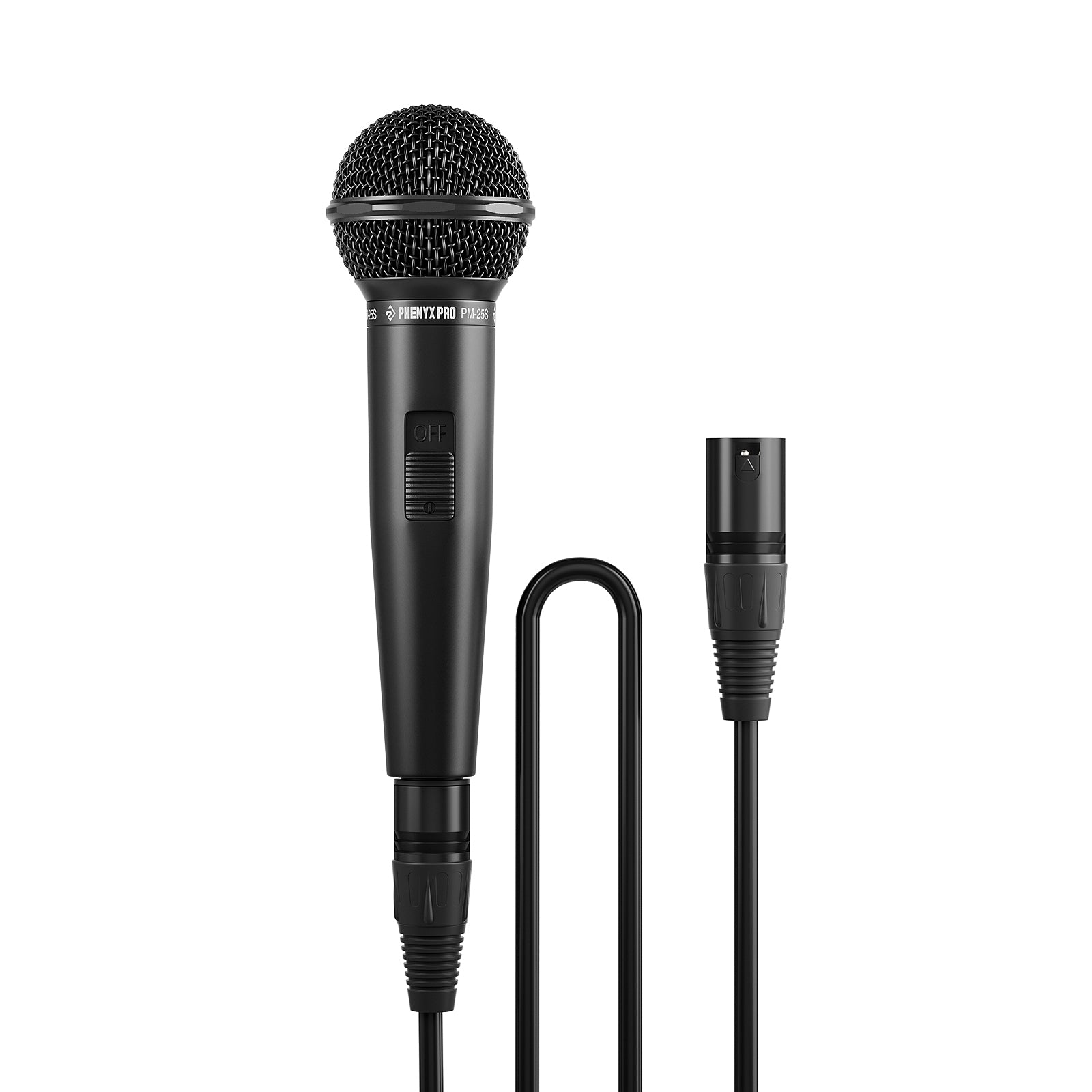 PM-25S - Black - Wired Dynamic Vocal Microphone  - Front - Phenyx Pro 