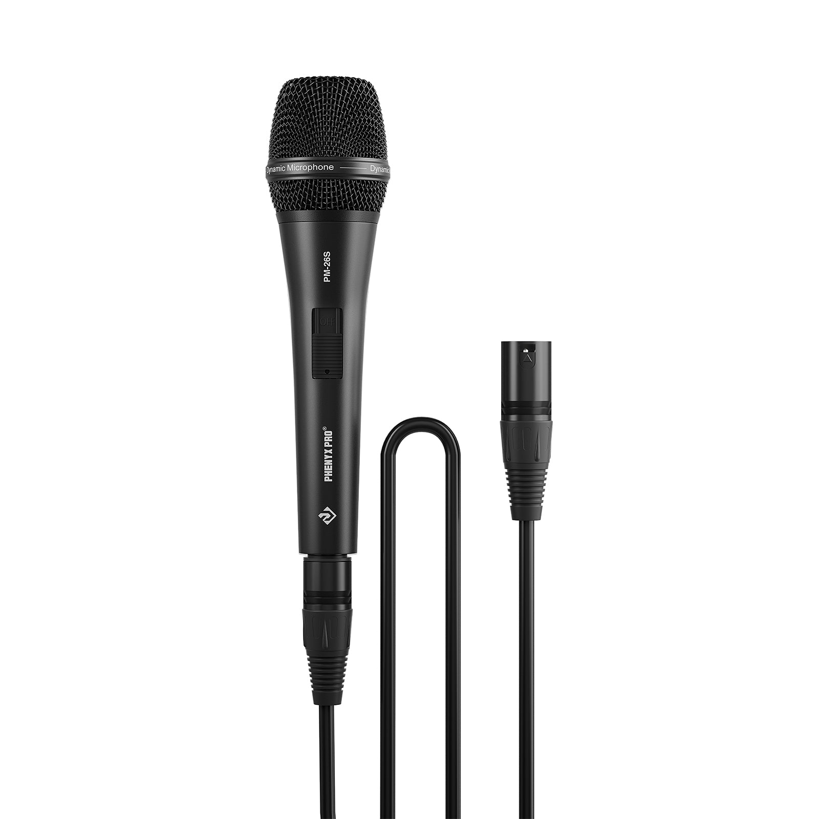 PM-26S - Black - Wired Dynamic Vocal Microphone  - Front - Phenyx Pro 