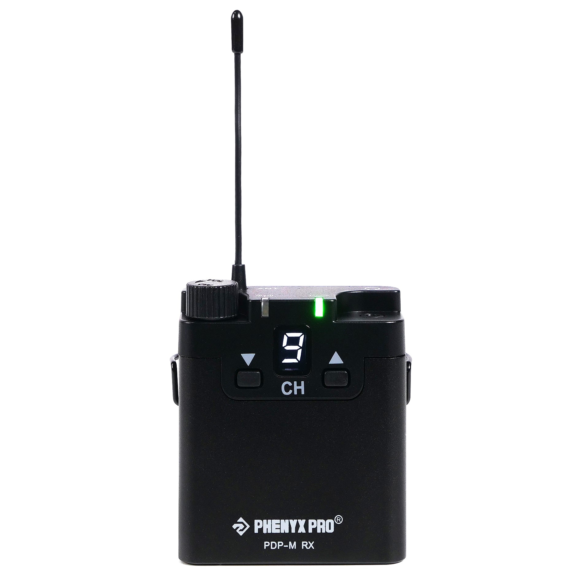 PMR-P-900 - Black - Bodypack Receiver - Front - Phenyx Pro