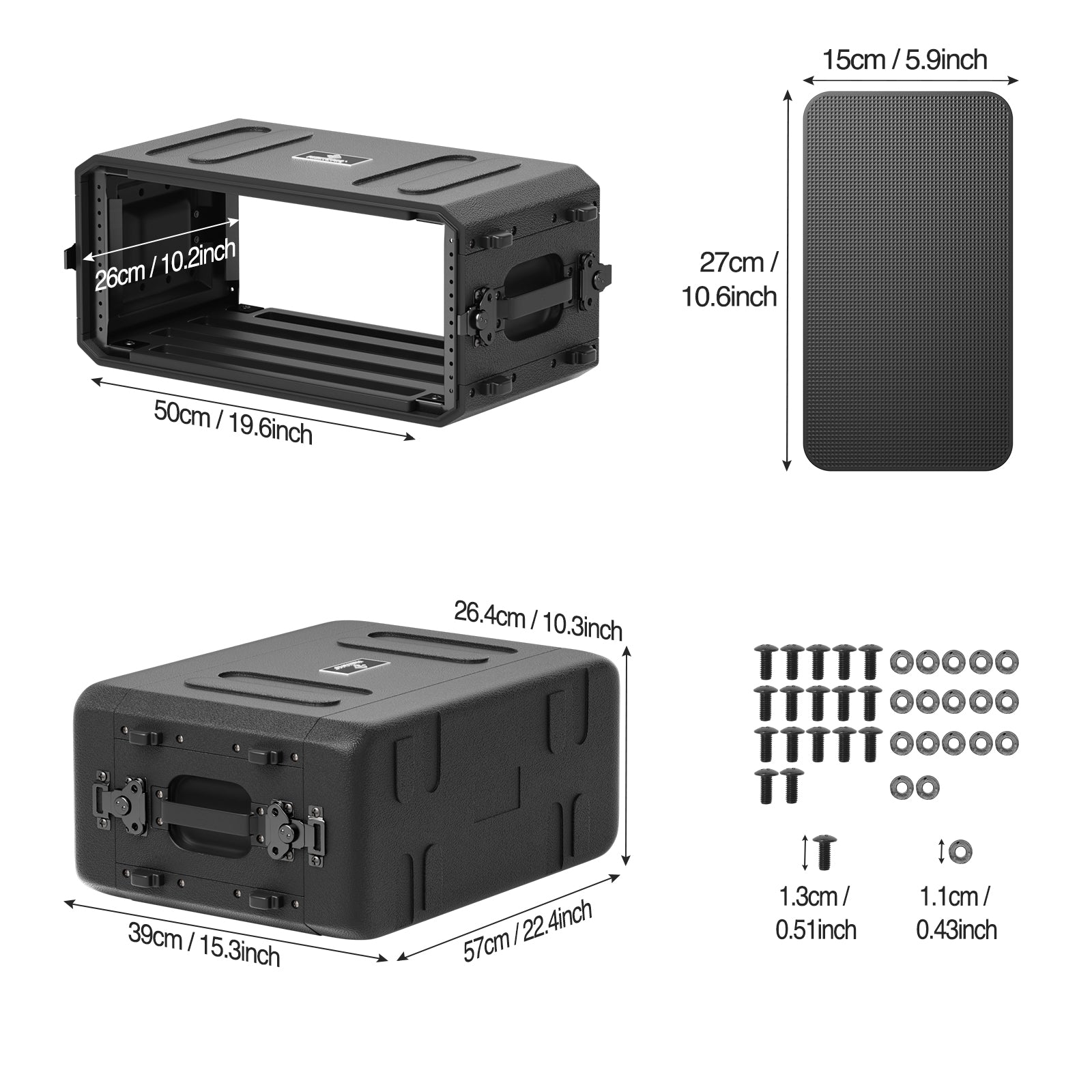 PRDWR-4U - 4U Wireless Rack Case - Dimensions View - Phenyx Pro