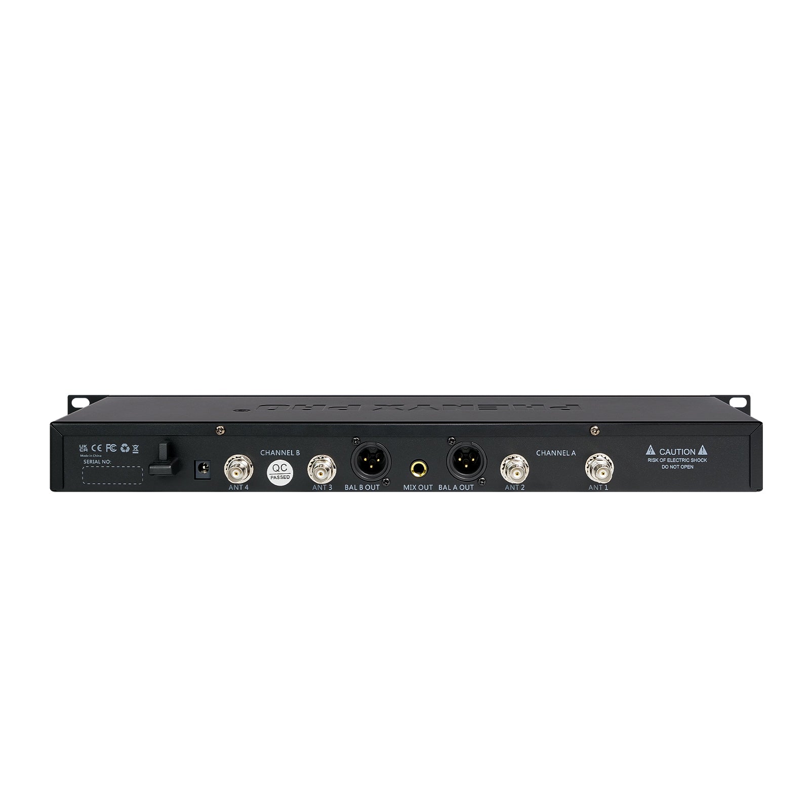 PTAU-2 - Black - Wireless Microphone System Receiver - Back View - Phenyx Pro