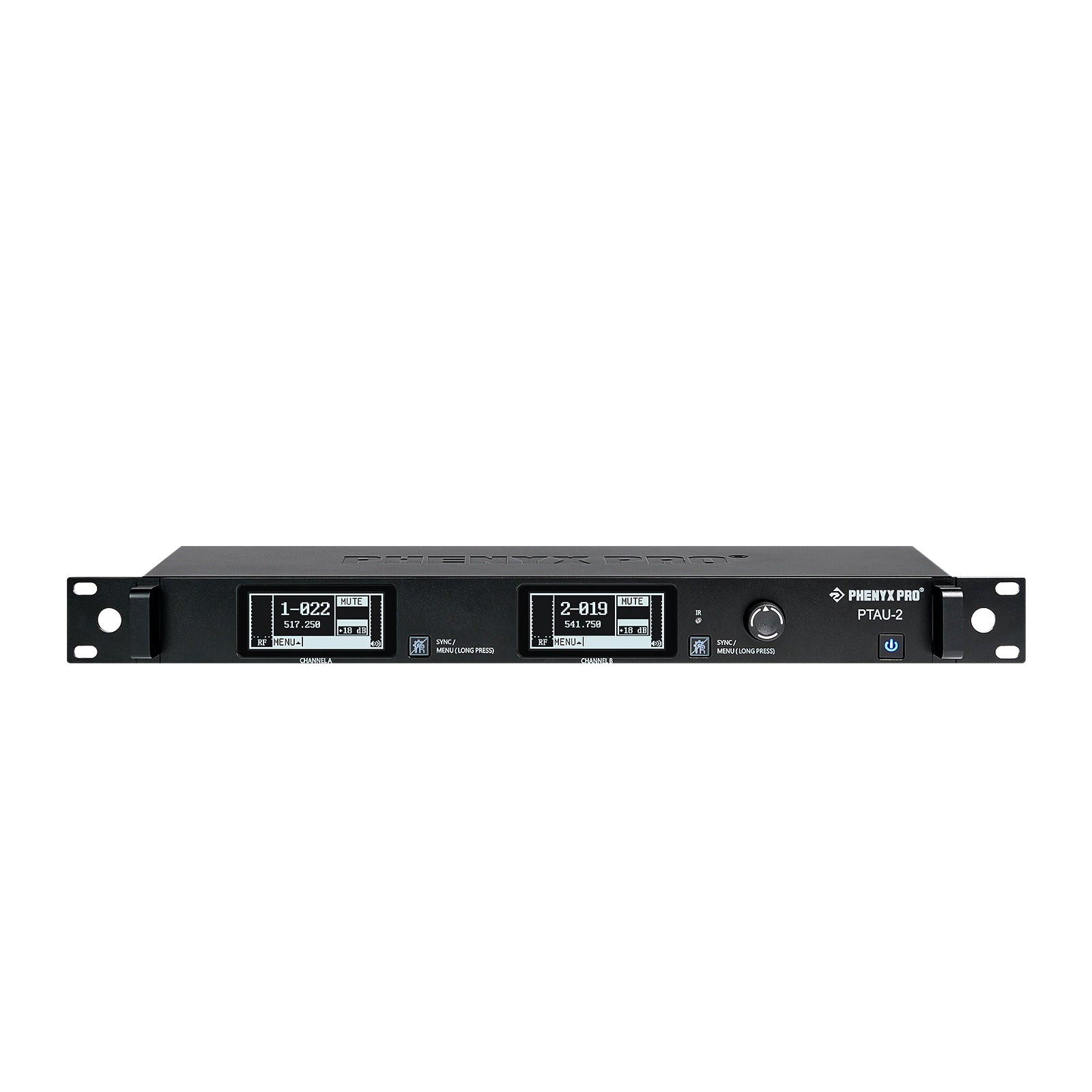 PTAU-2 - Black - Wireless Microphone System Receiver - Front View - Phenyx Pro