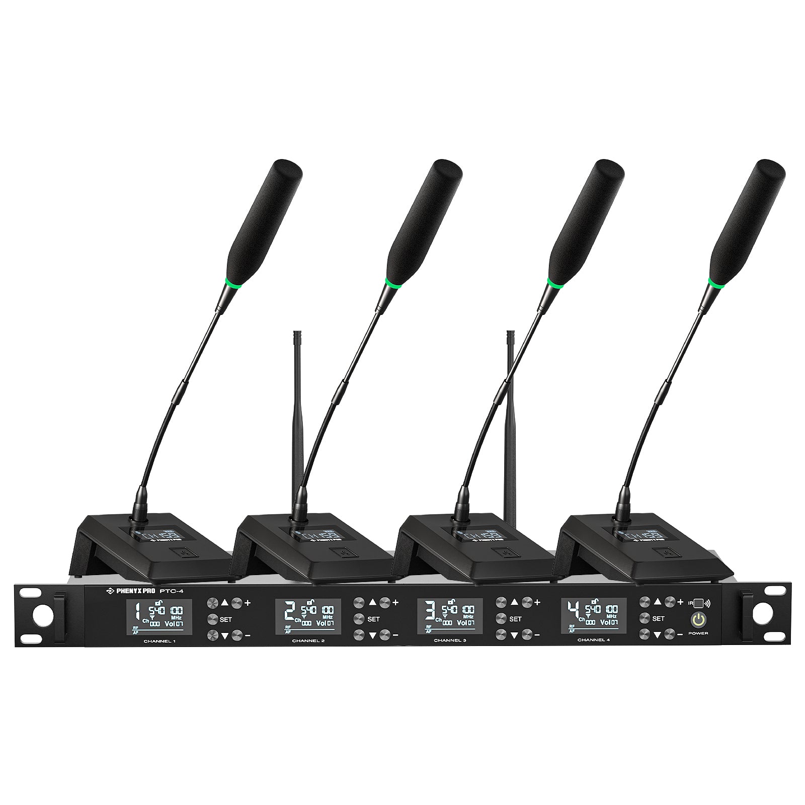 PTC-4 - Black - Wireless Conference Microphone System - Front - Phenyx Pro 