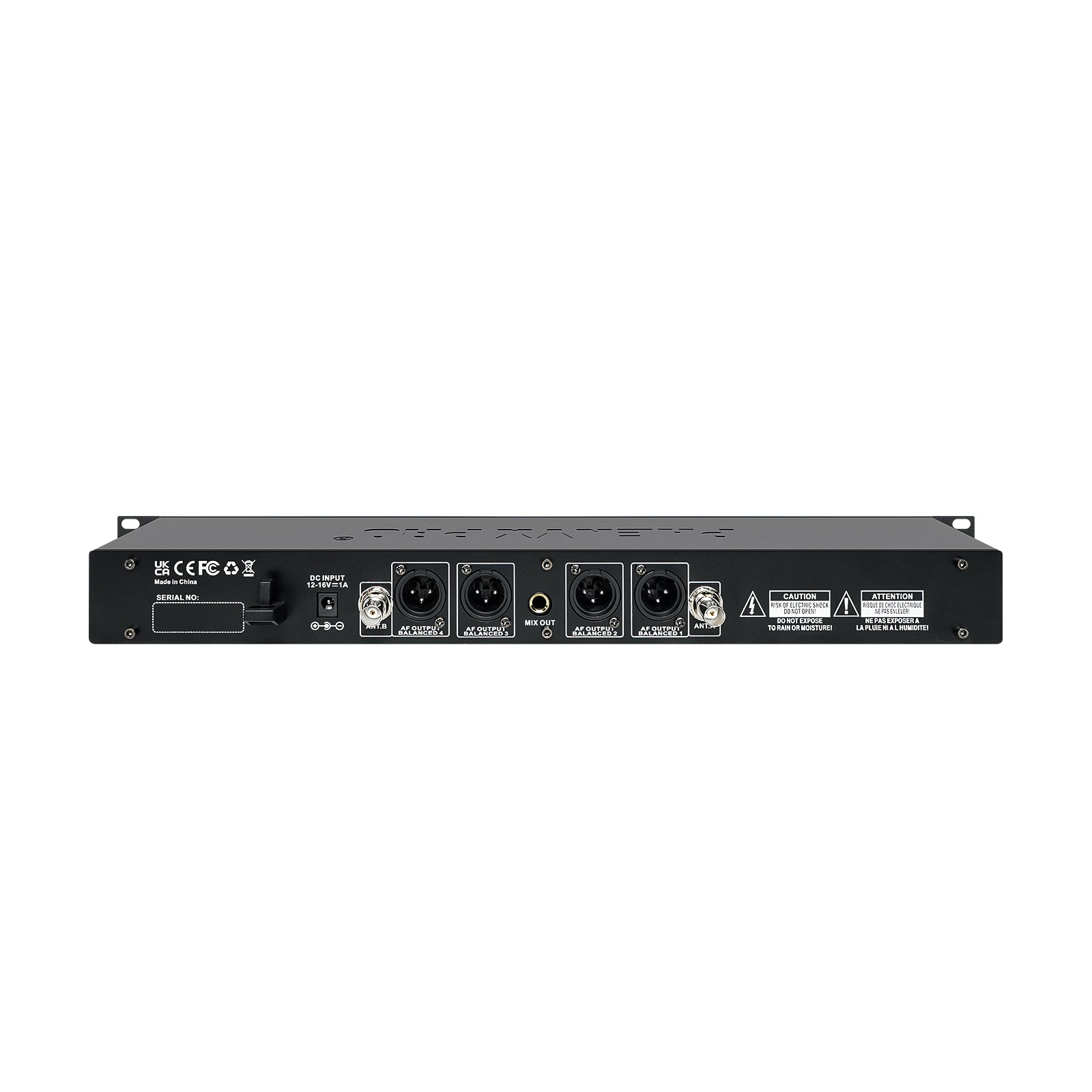 PTC-4 - Black - Wireless Receiver of Conference Microphone System - Rear - Phenyx Pro 