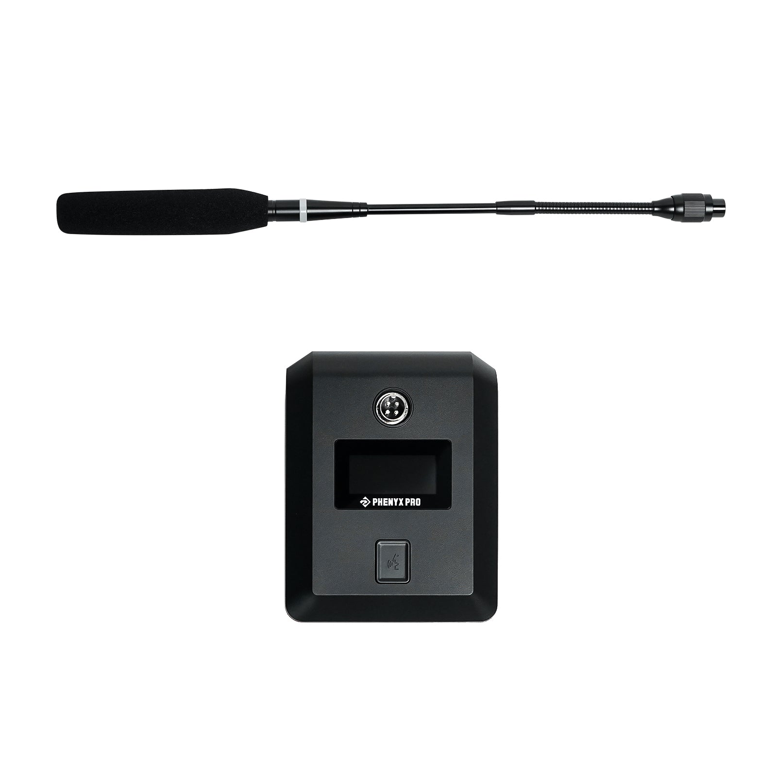 PTC-4 - Black - Wireless Transmitter Gooseneck Mic - Front - Phenyx Pro 