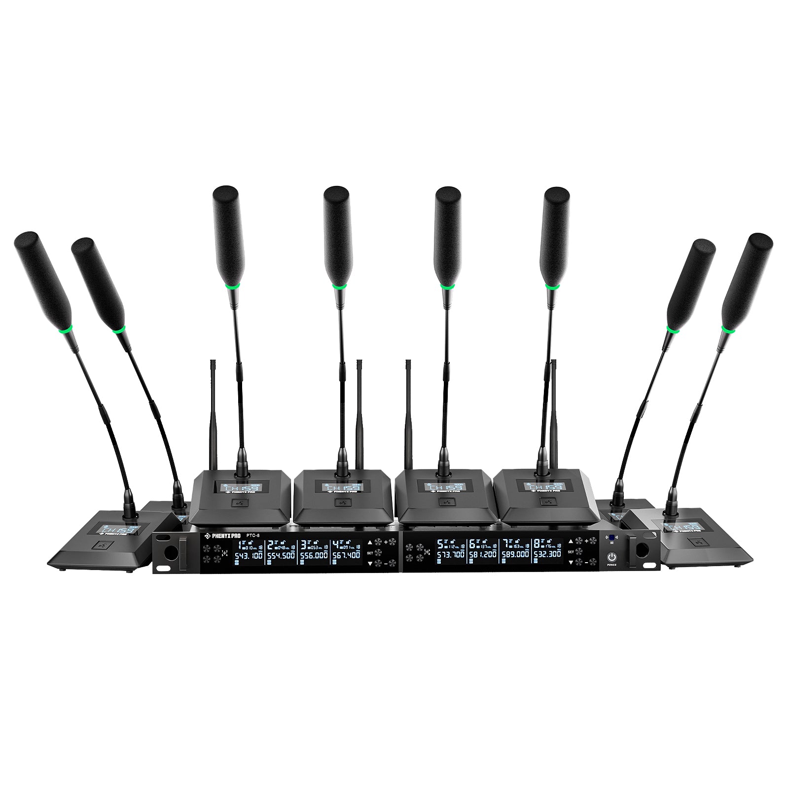 PTC-8 - Black - Wireless Conference Microphone System - Front - Phenyx Pro 