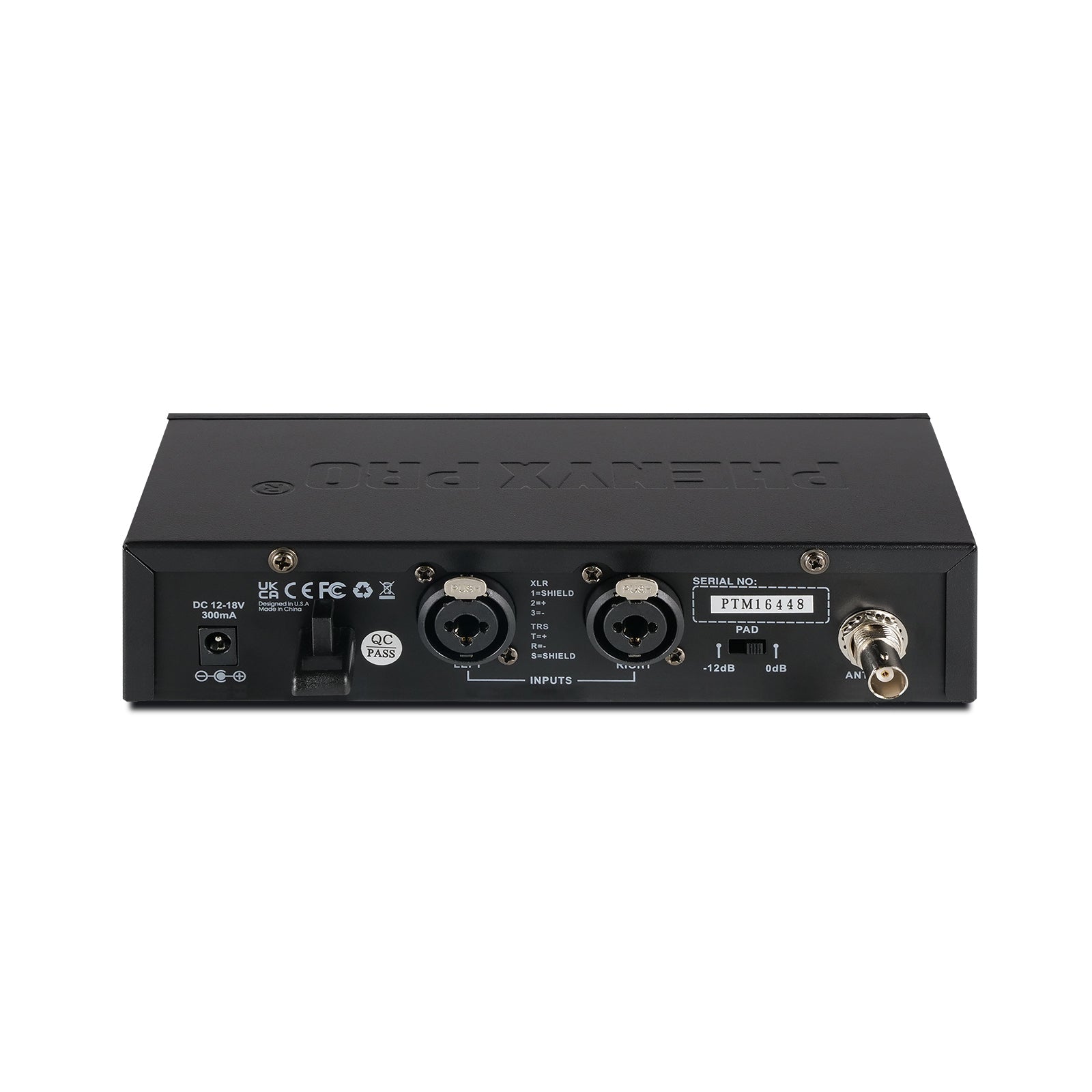 PTM-10-4B - Black - Stereo Wireless IEM Transmitter - Rear - Phenyx Pro