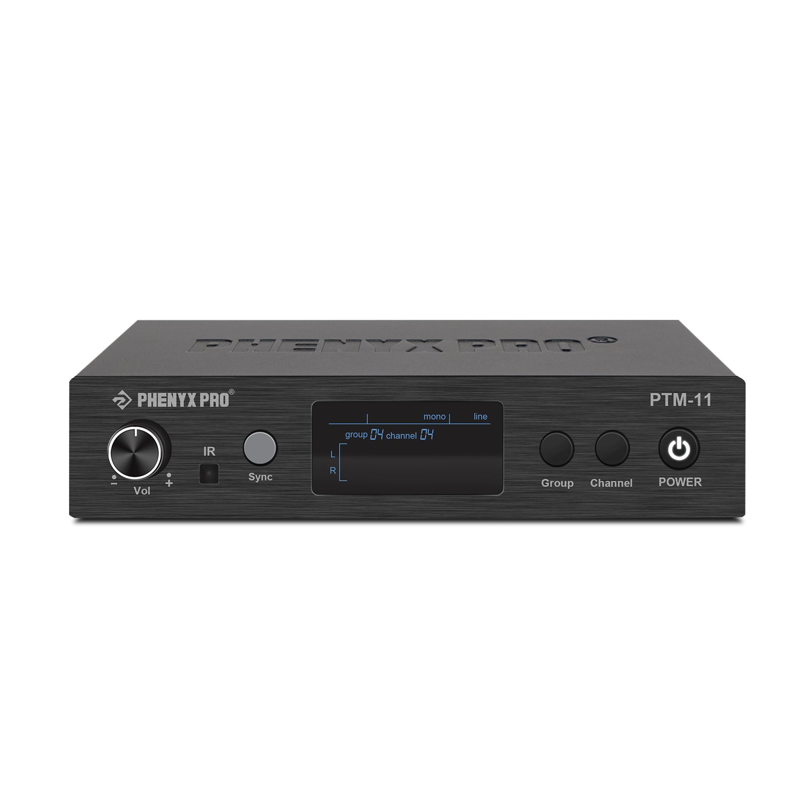 PTM-11-1B - Black - Single Mono Wireless IEM Transmitter - Front - Phenyx Pro
