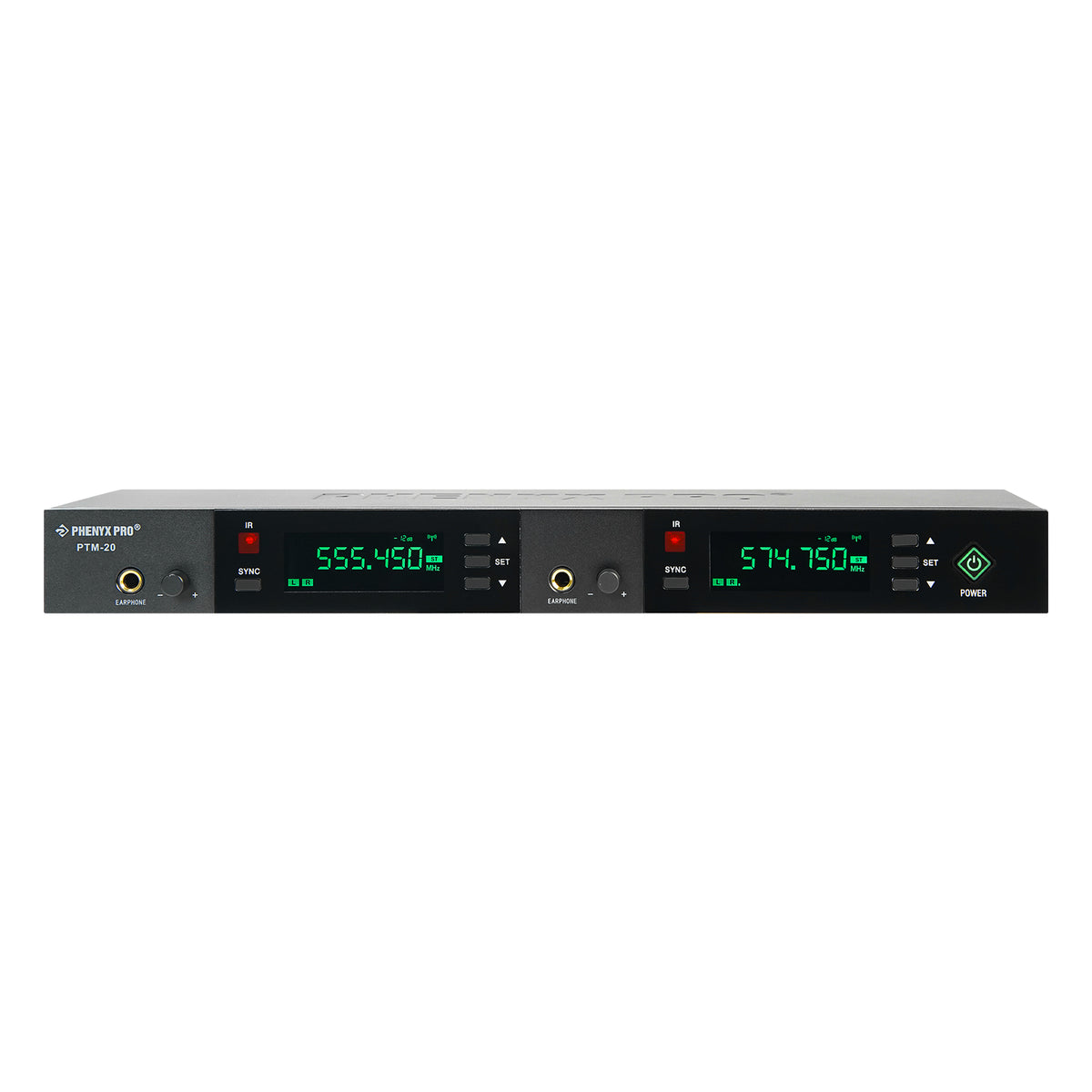 PTM-20 Wireless IEM Transmitter Front View - Phenyx Pro