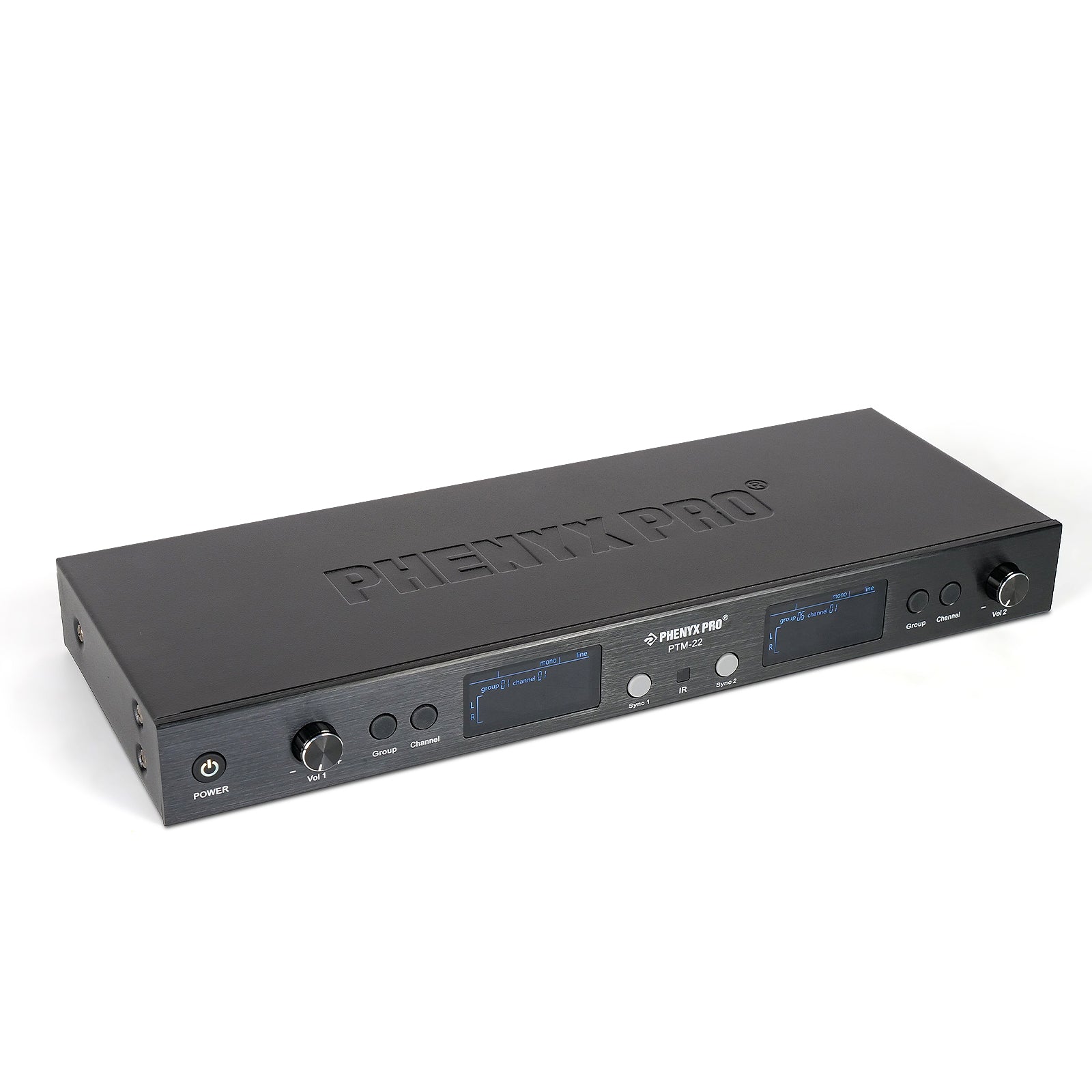 PTM-22-2B - Black - Dual Mono Wireless IEM Transmitter - Side - Phenyx Pro