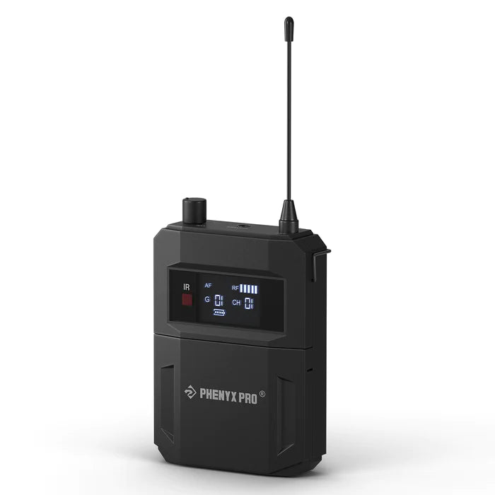 PTM-22-2B - Black - Mono Wireless IEM Bodypack Receiver - Side - Phenyx Pro