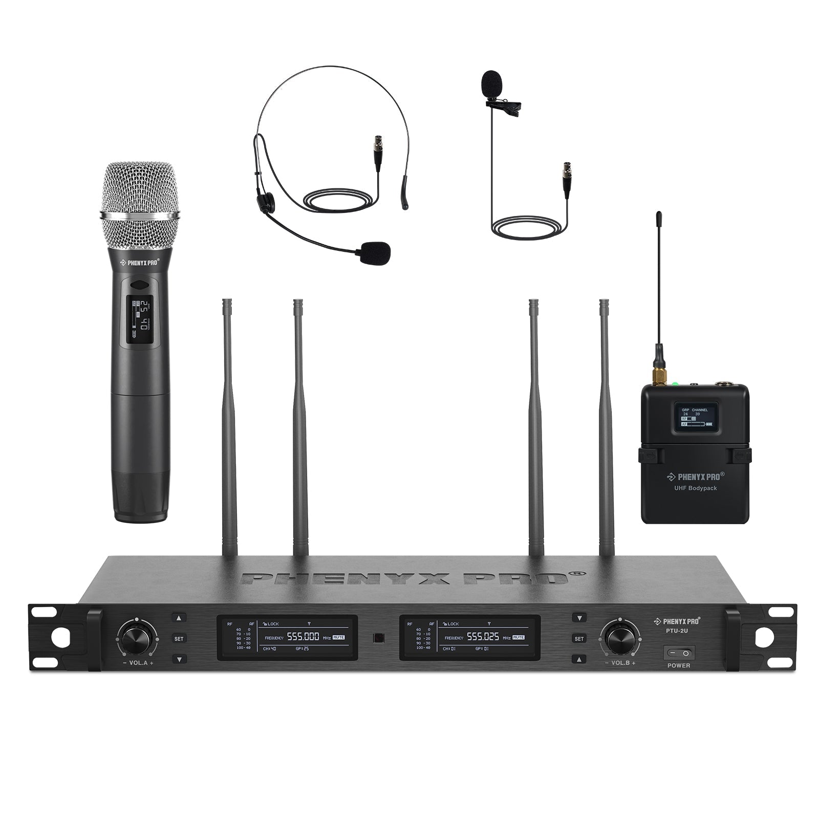 PTU-2U | True Diversity UHF Wireless Microphone System (1H1B) - Phenyx Pro