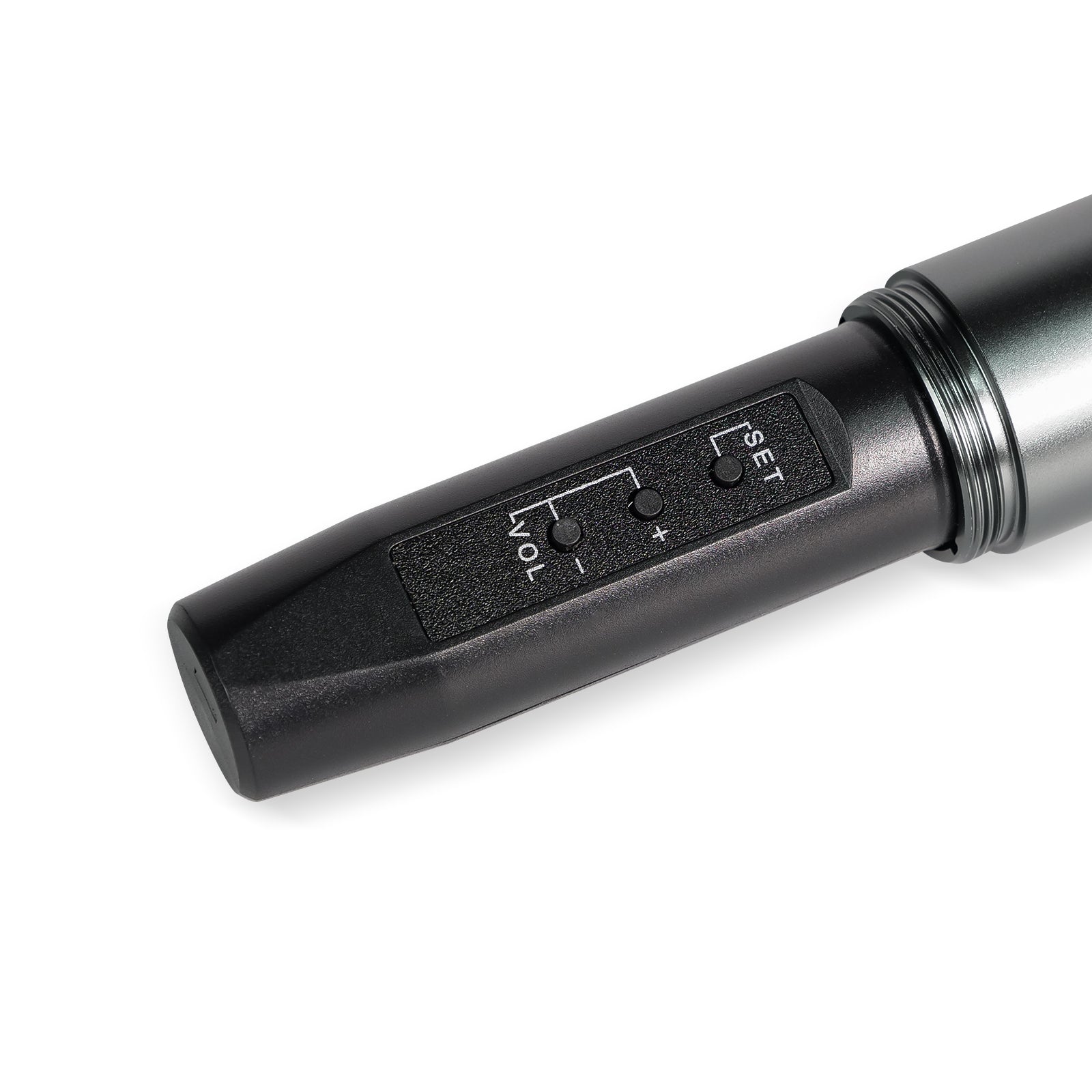 PTU-4200 - Black - Handheld Microphone with Volume and Frequency Control Details - Side - Phenyx Pro