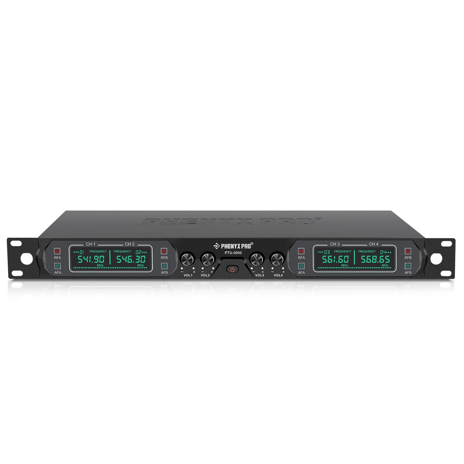 PTU-5000-2H2B - Black - Fixed Frequency Quad Wireless Reciever - Front - Phenyx Pro