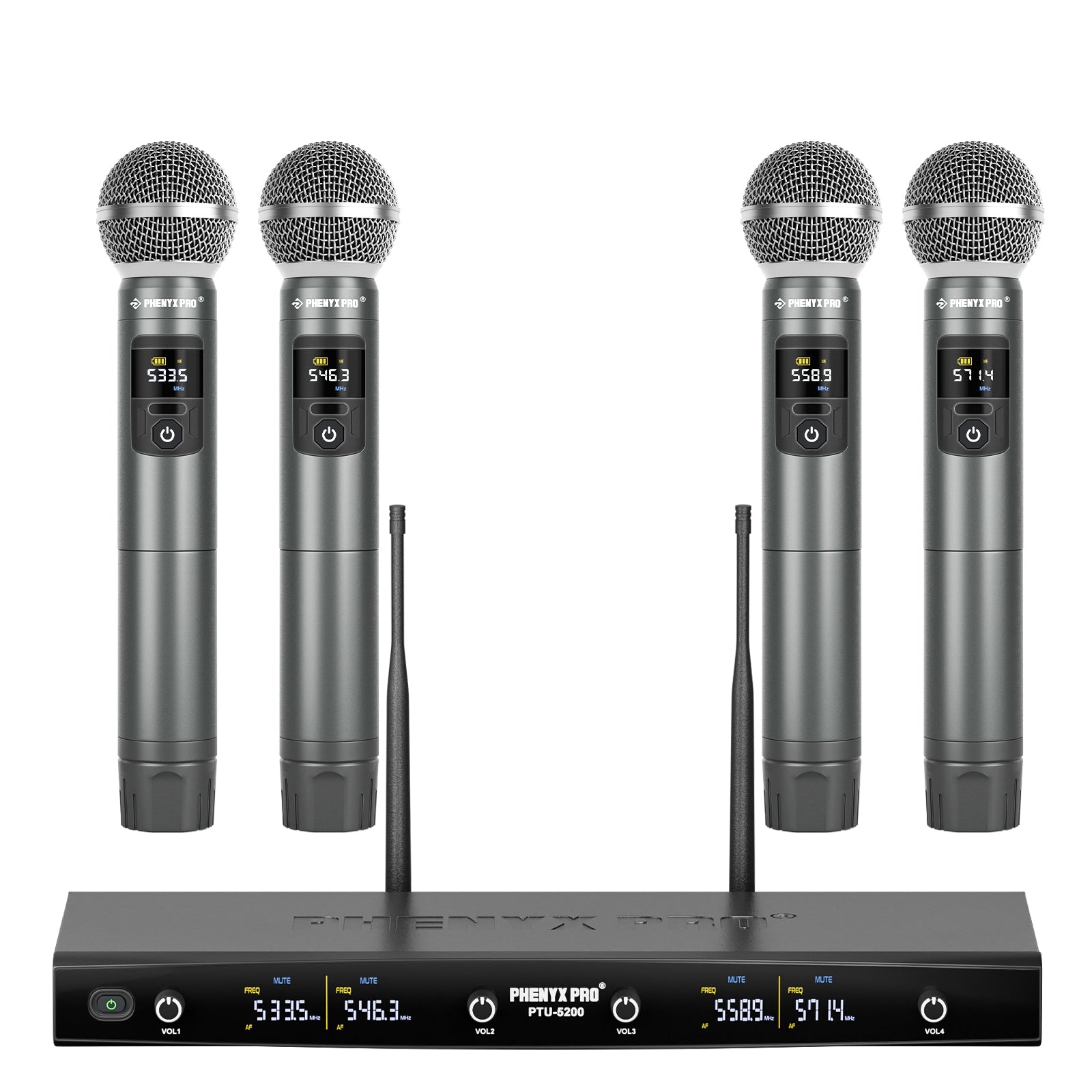 PTU-5200-4H_-_Black_-_UHF_Frequency_Hopping_Quad_Wireless_Microphone_System_-_Front_-_Phenyx_Pro
