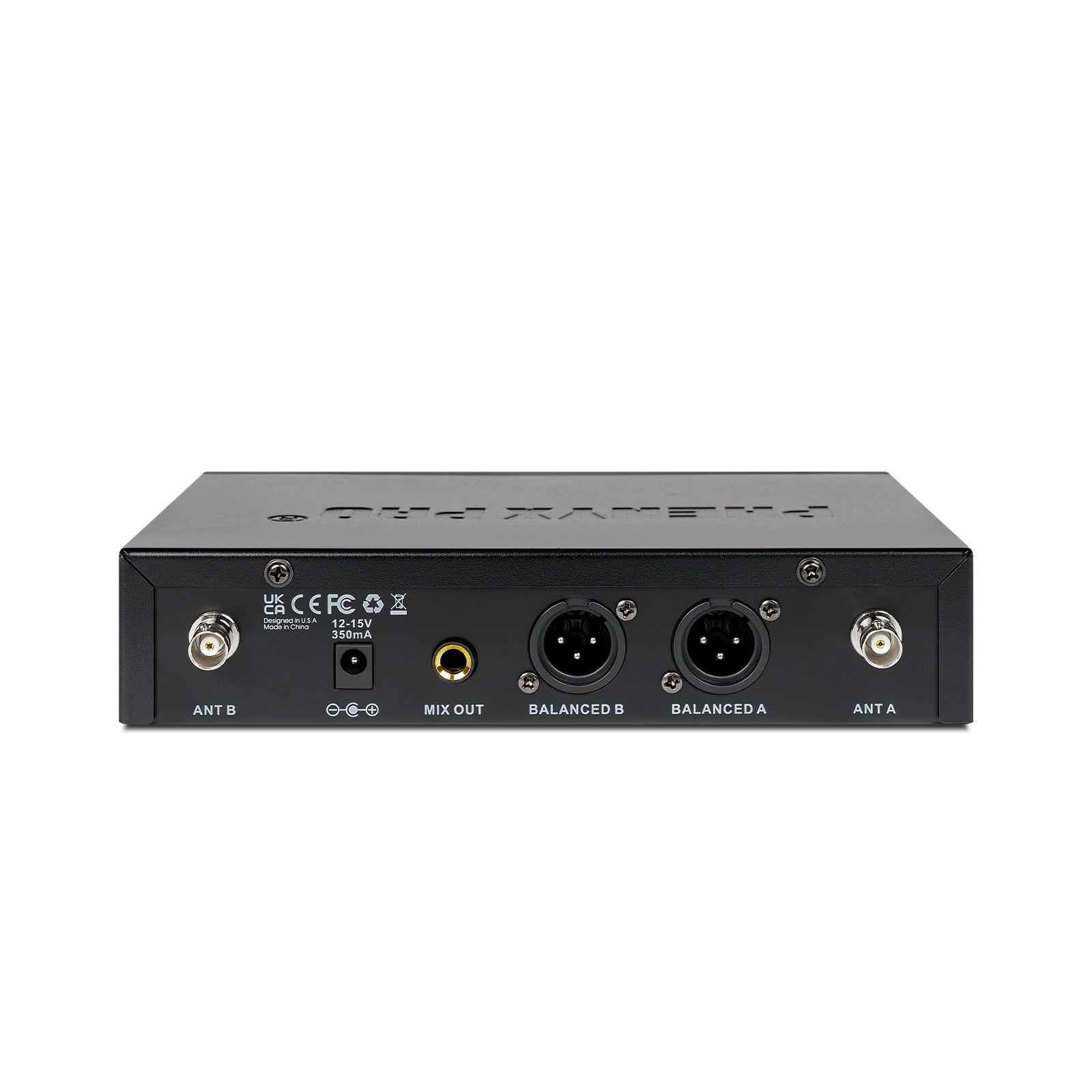 PTU-52 - Black - Frequency Hopping Dual Wireless Receiver - Rear - Phenyx Pro 